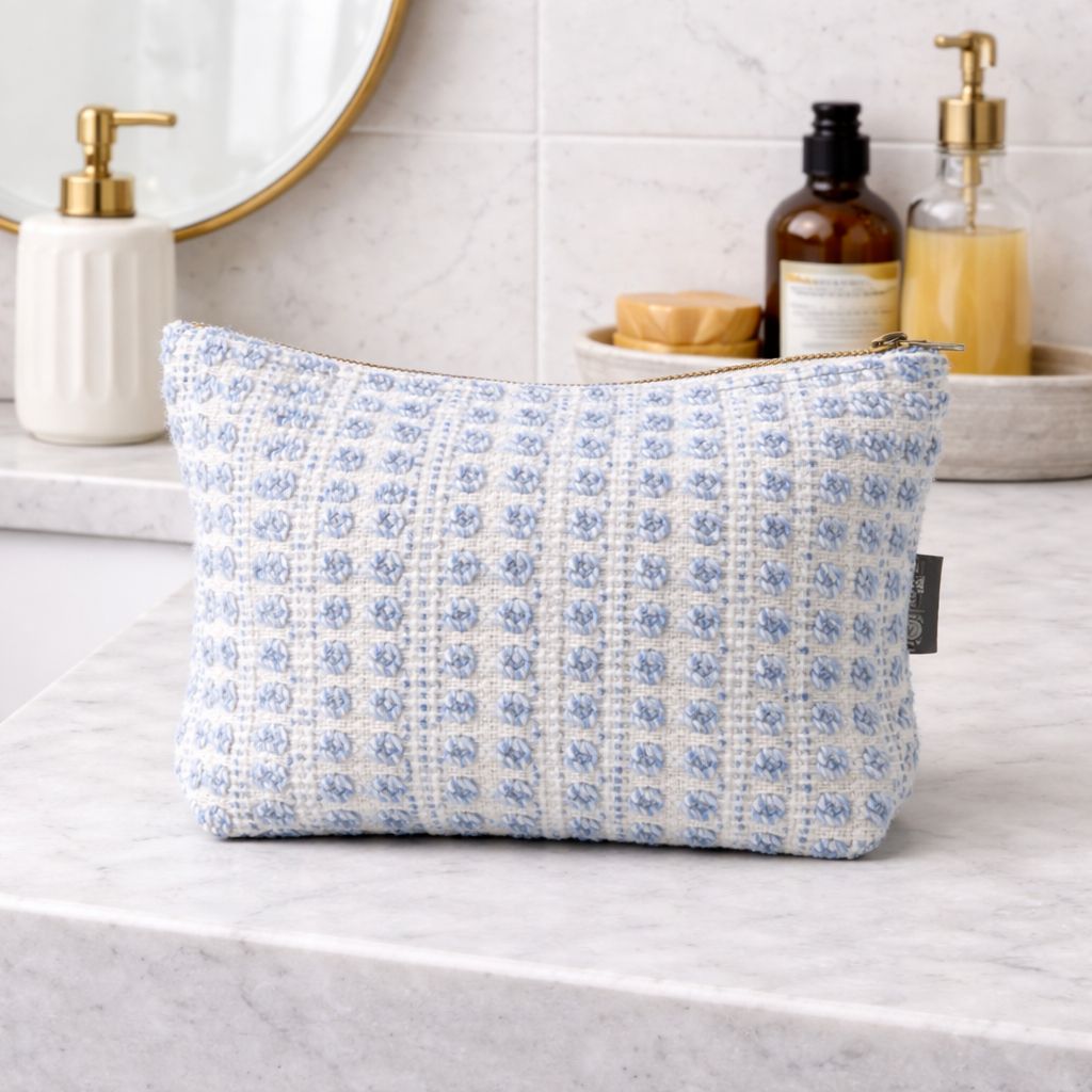 Nomad Sari Indian Jacquard Toiletry Bag - Indigo Echo