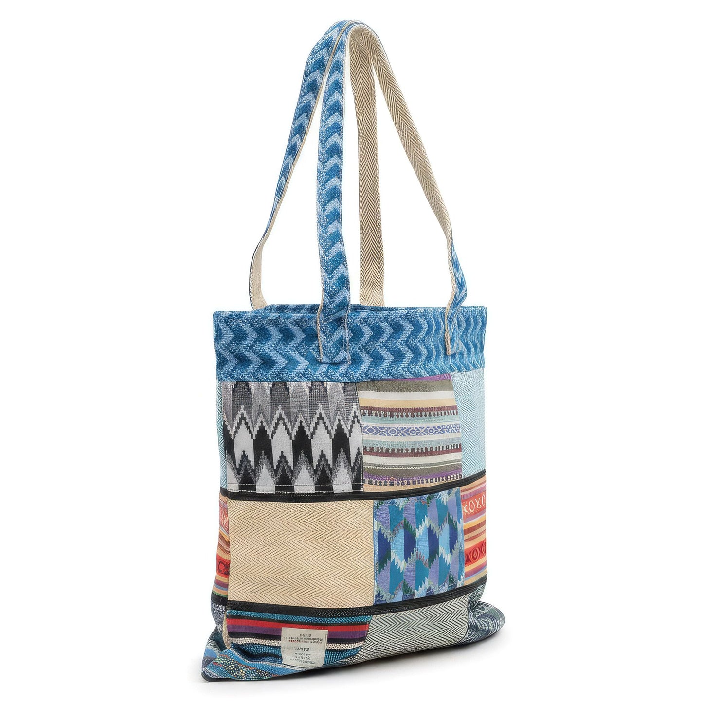 Patchwork Kathmandu Tote Bag - Dhaka Design (37x38cm)