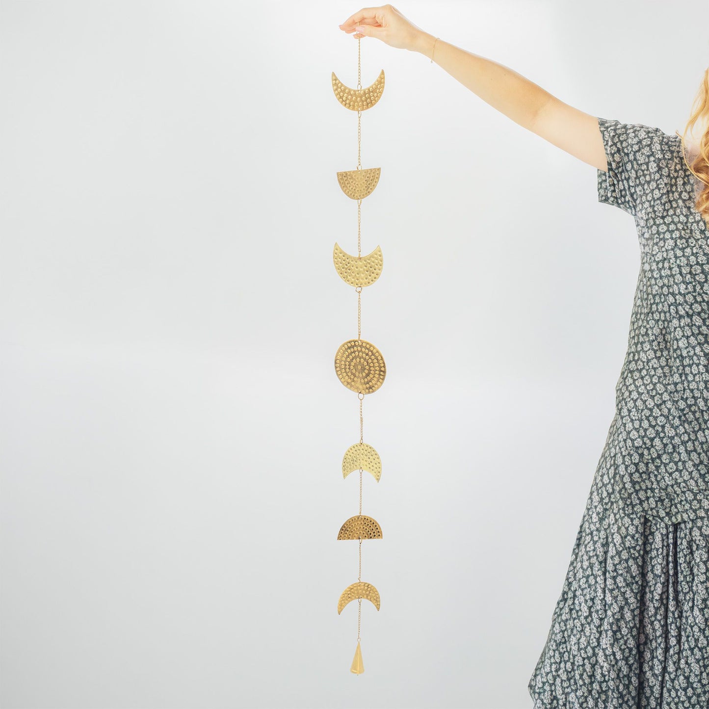 Indian Chimes - Brass Moon Phases Drop with Bell 25cm