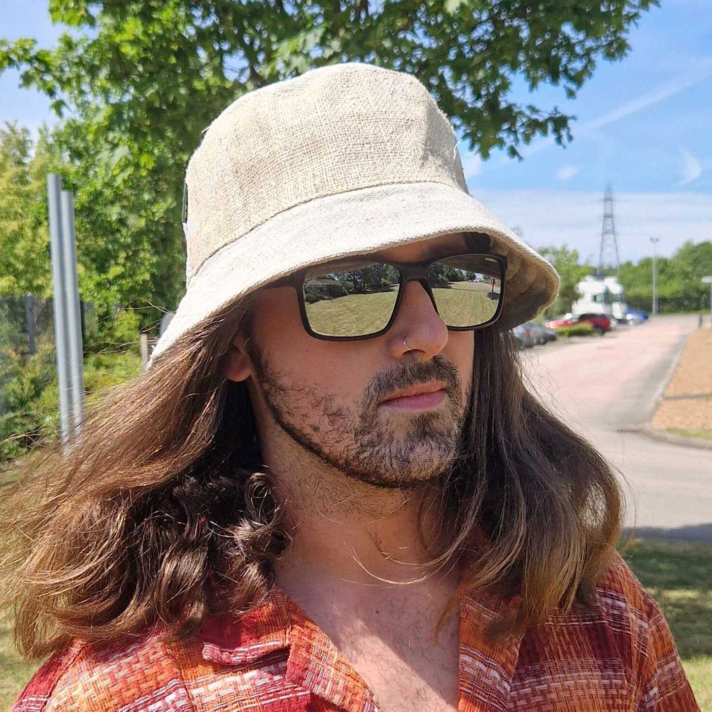 Patched Hemp & Cotton Boho Festival Hat - Natural