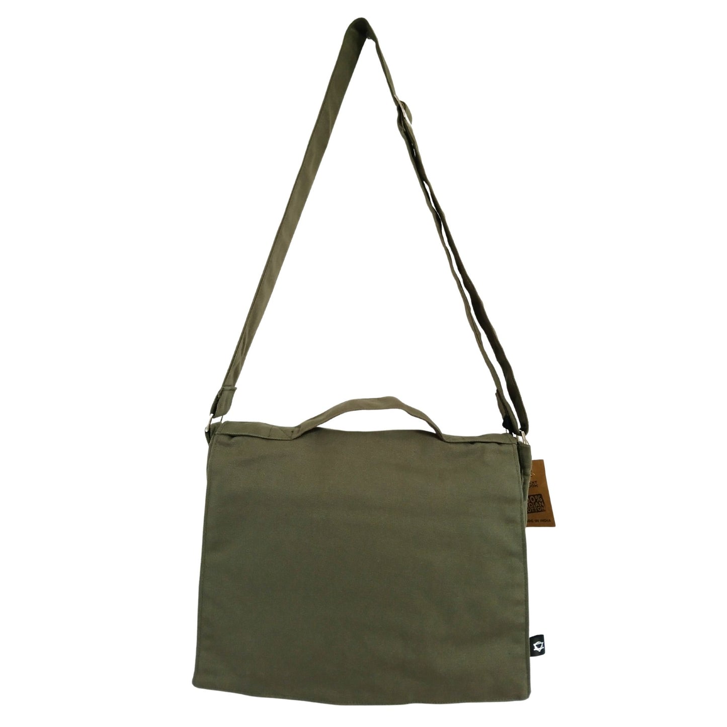 Cotton Canvas Laptop Messenger Bag - Olive