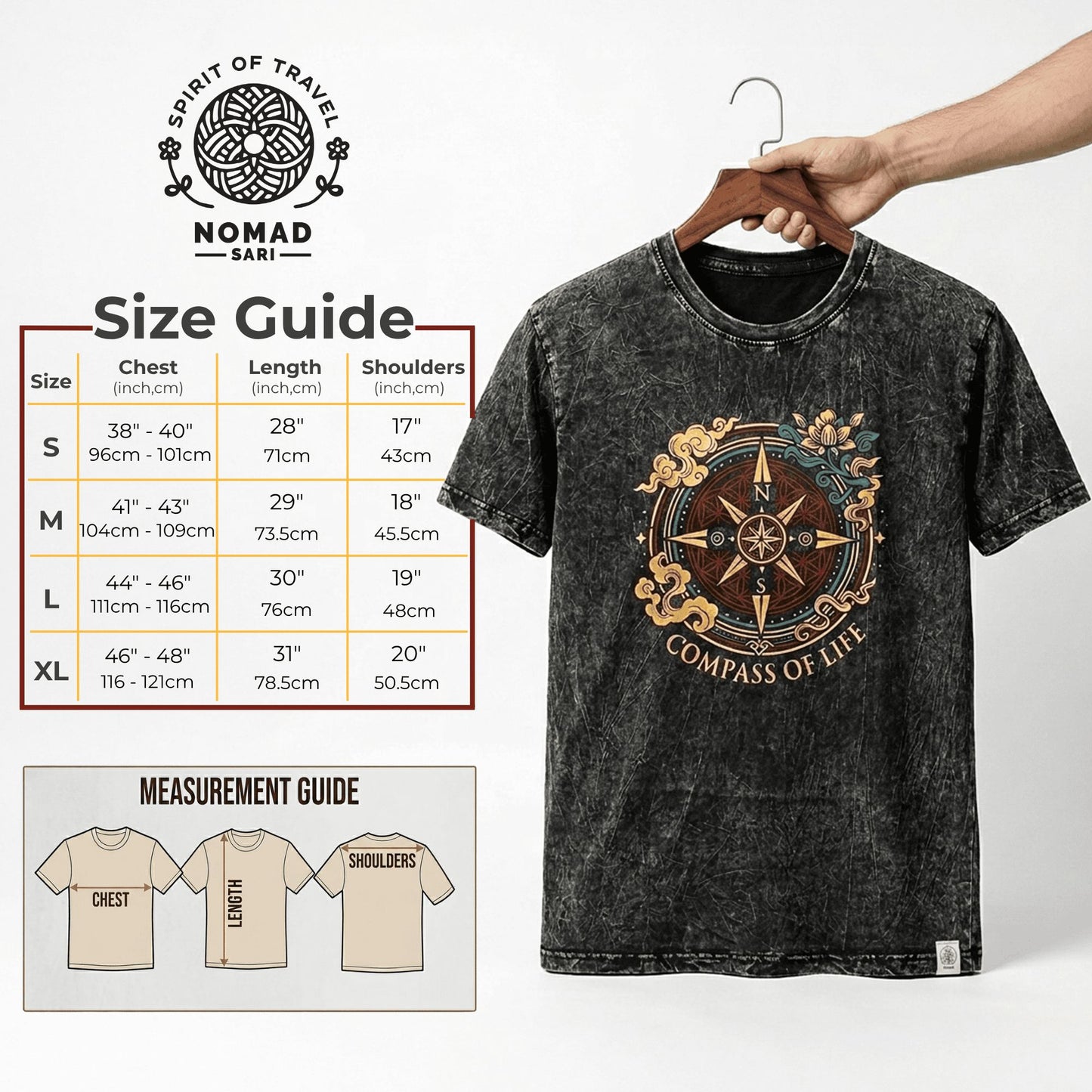 Nomad Sari Stonewashed Cotton T-Shirt - Dragon Mandala - Maroon - XL
