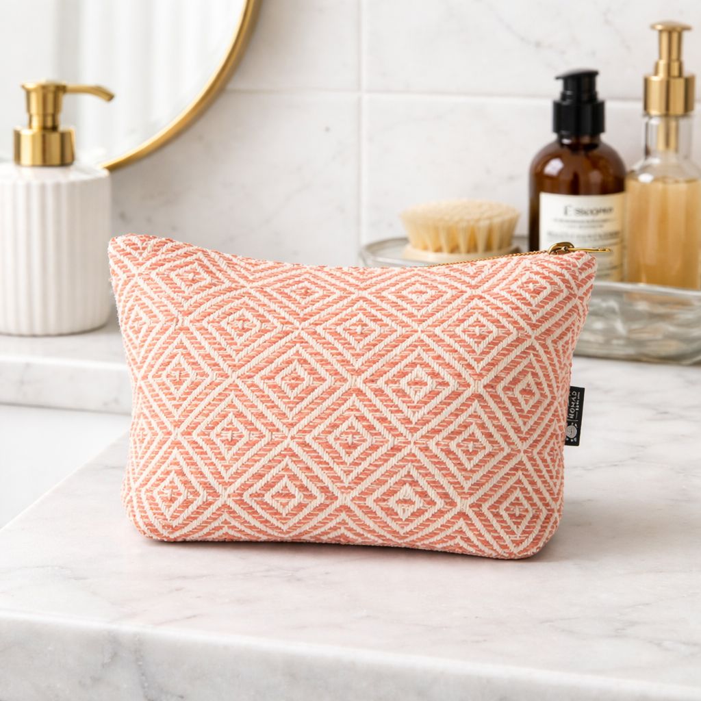 Nomad Sari Indian Jacquard Toiletry Bag - Coral Maze
