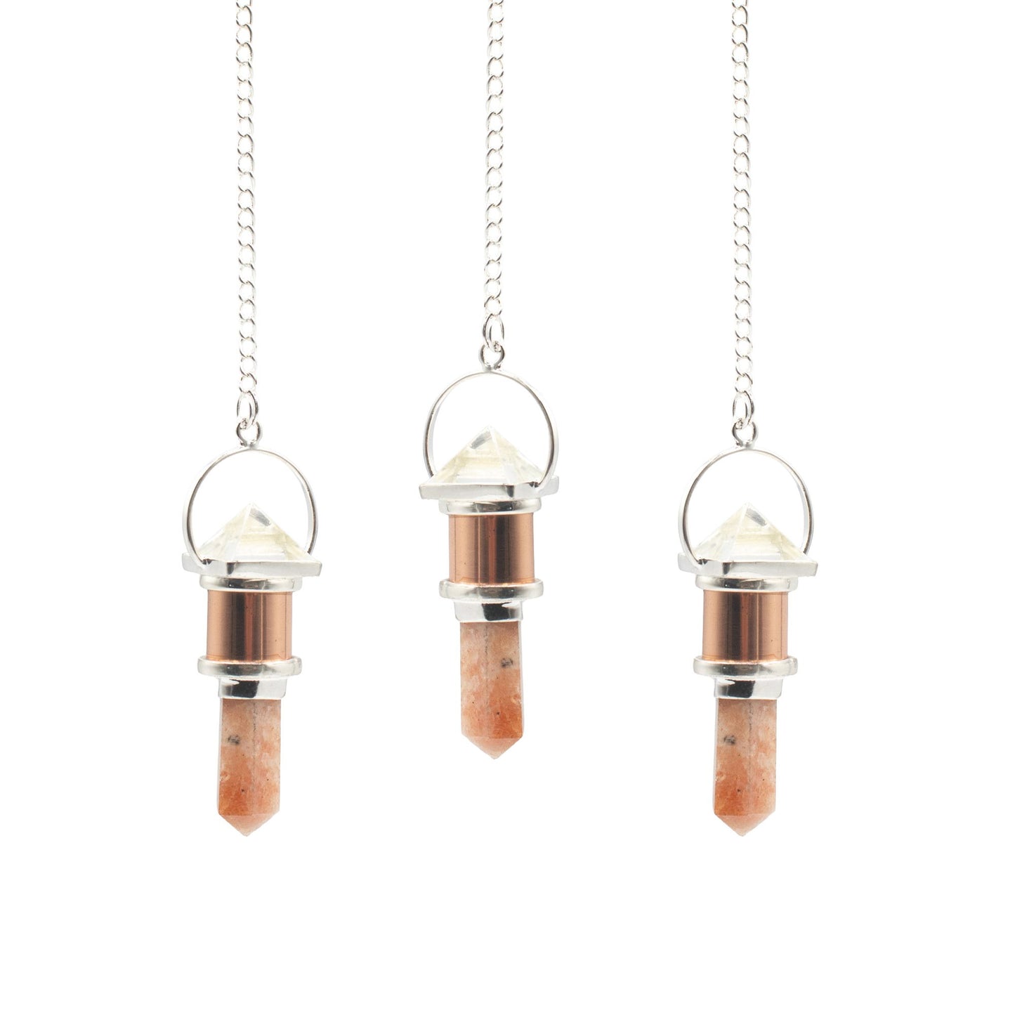 The Moon Chamber- Combo Piece Copper Pendulum -  Clear Quartz & Sunstone