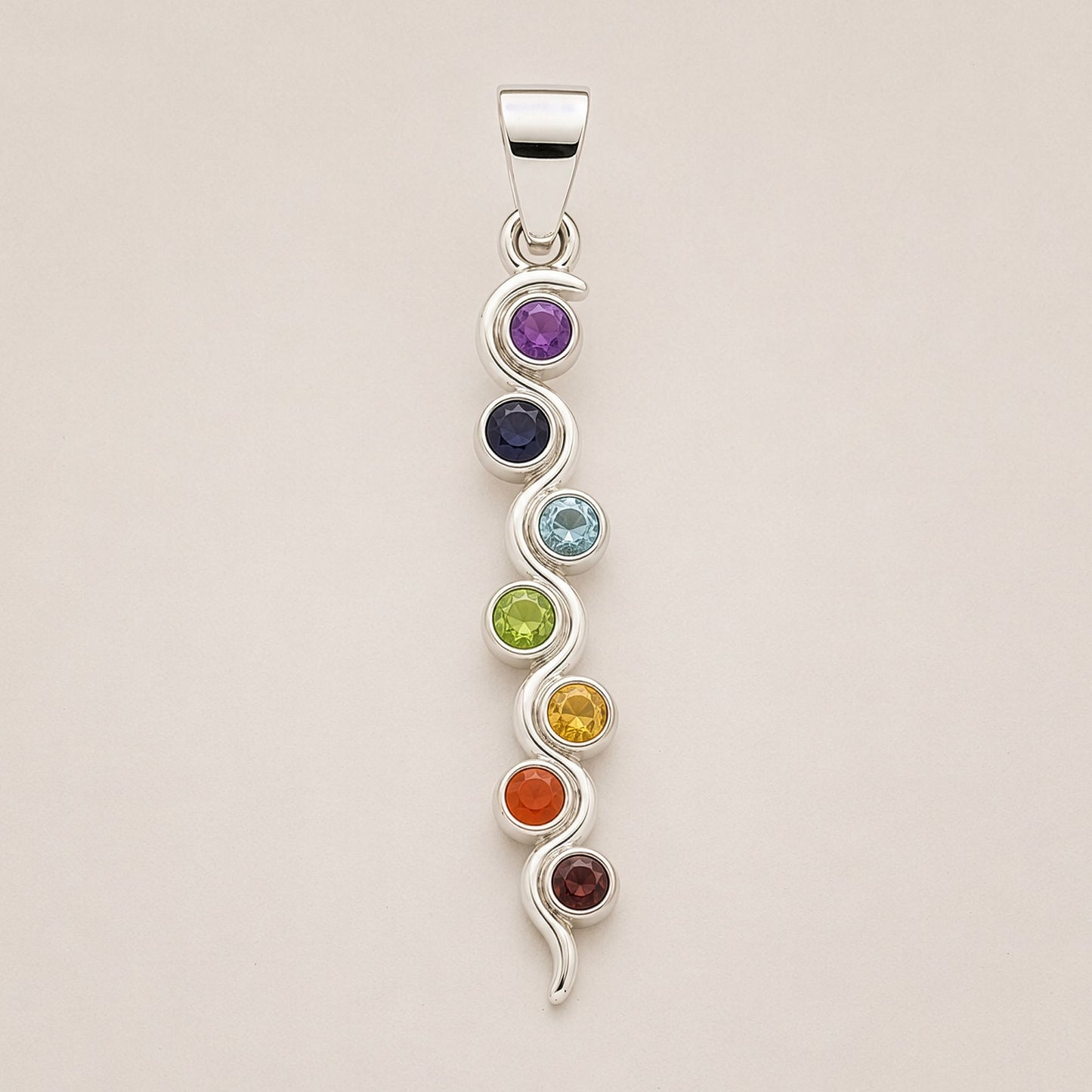 Indian Devotional Pendant - Silver Plated (45cm Cord)- Snake Chakra