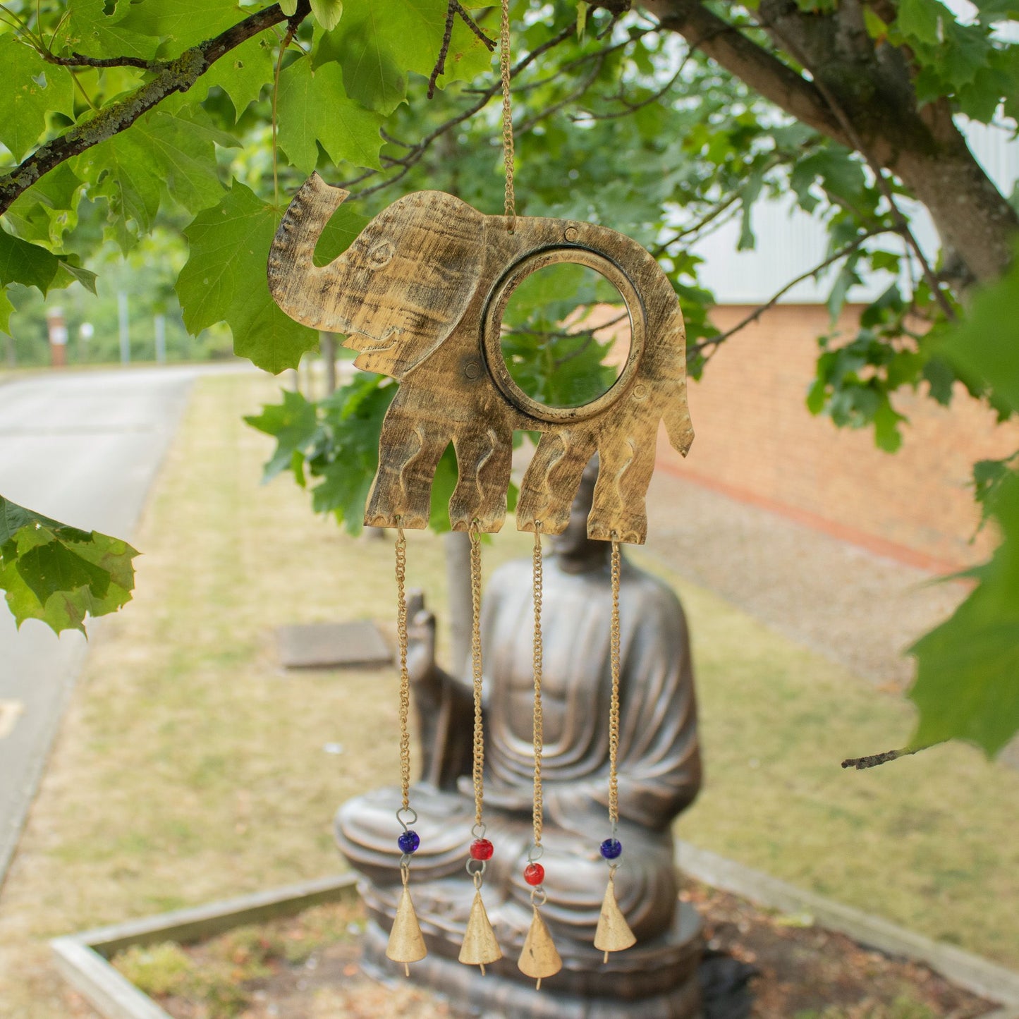 Indian Chimes - Elephant Lrg Mirror 4 Bells