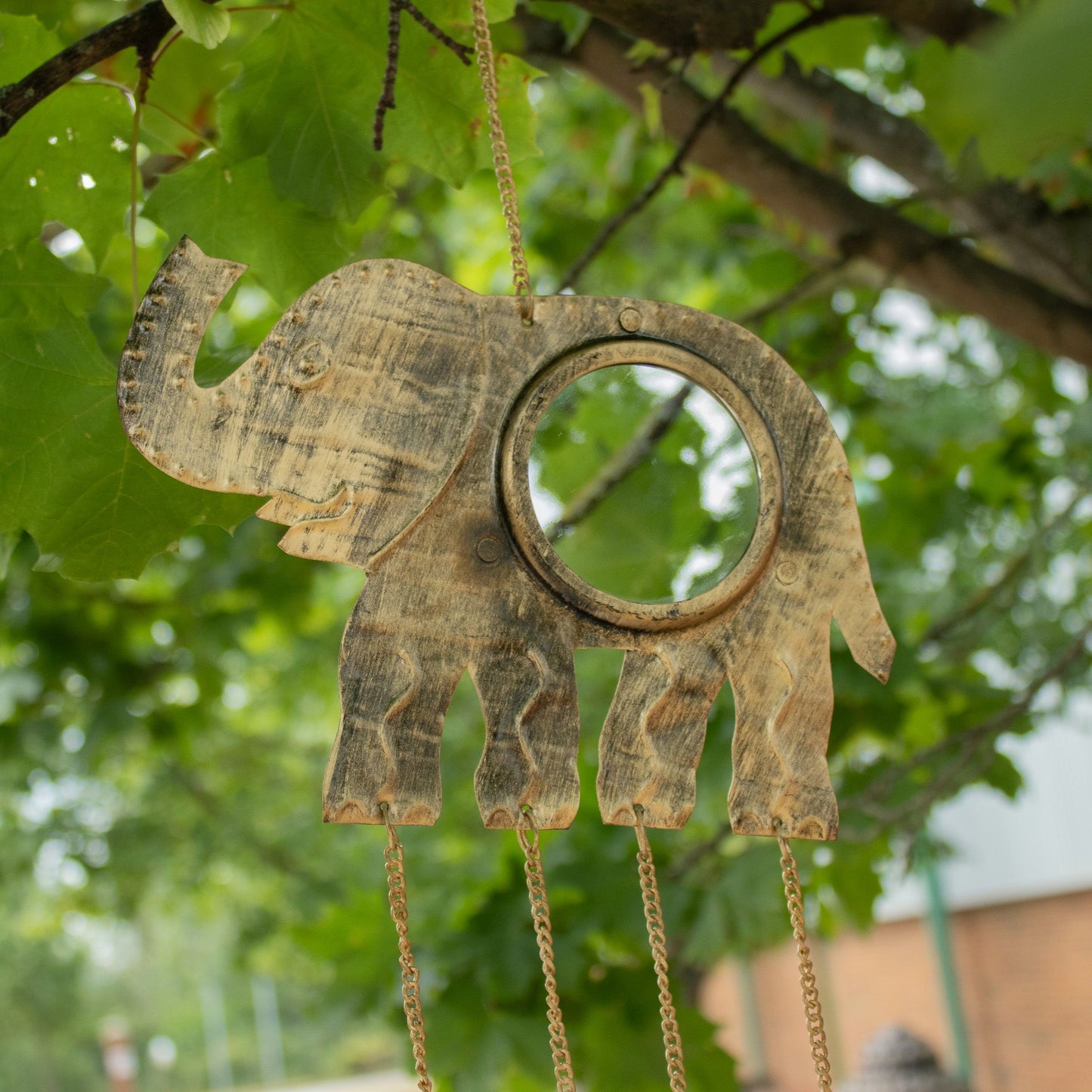 Indian Chimes - Elephant Lrg Mirror 4 Bells