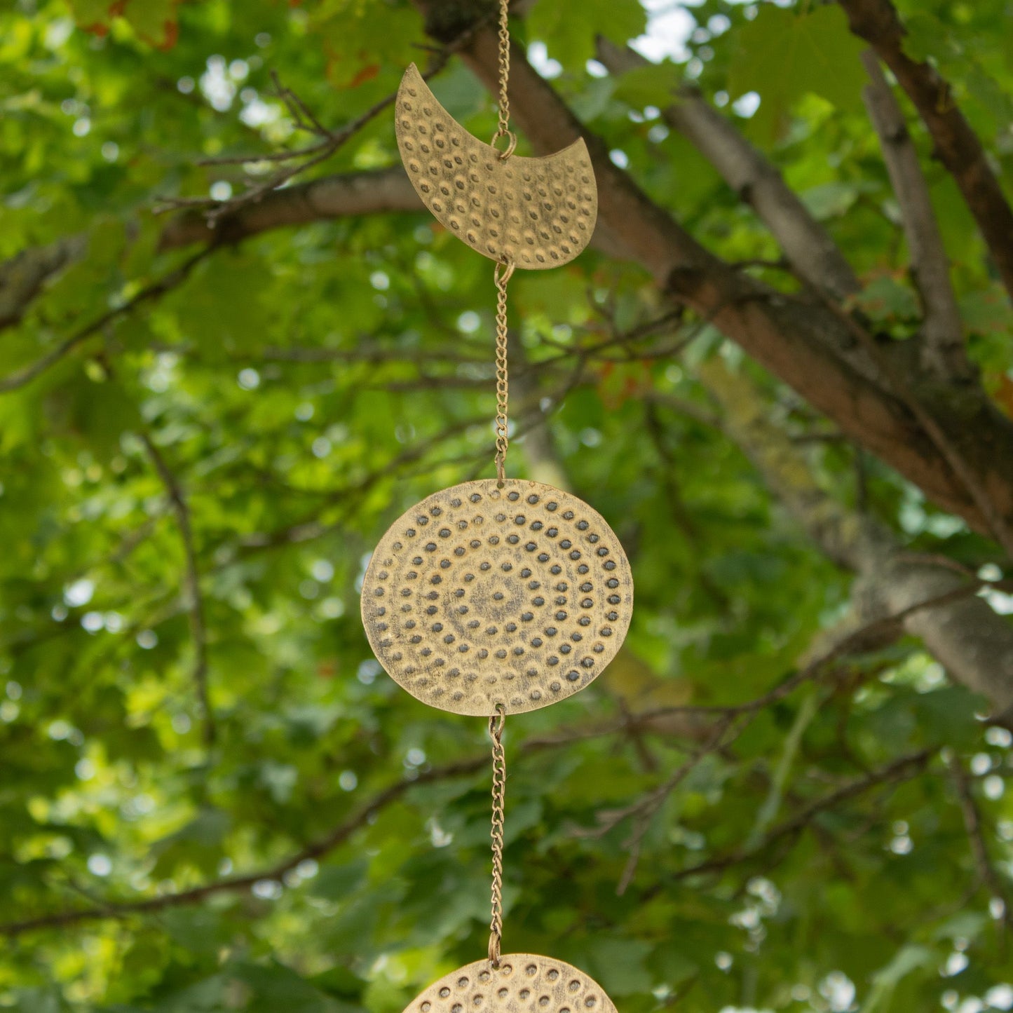 Indian Chimes - Brass Moon Phases Drop with Bell 25cm