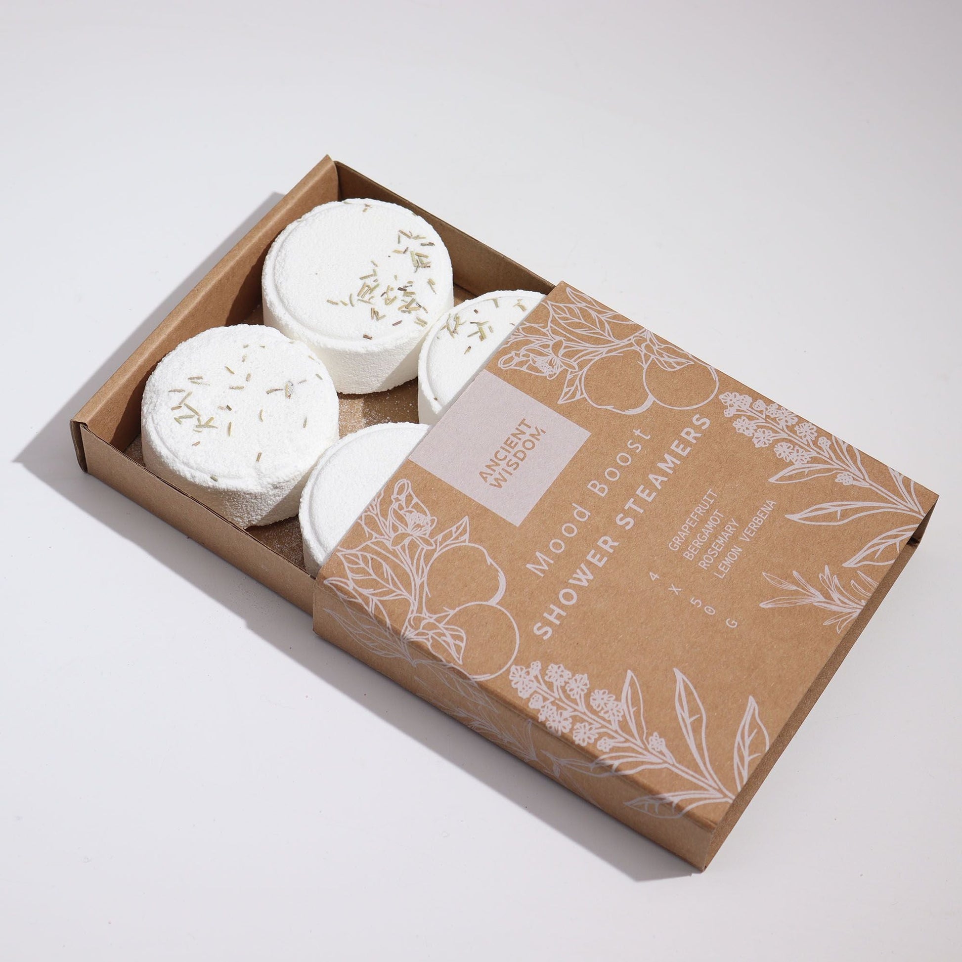 Zen Shower Steamers therapy wellness gift set with natural essential oils and uplifting fragrance, vegan and cruelty-free.