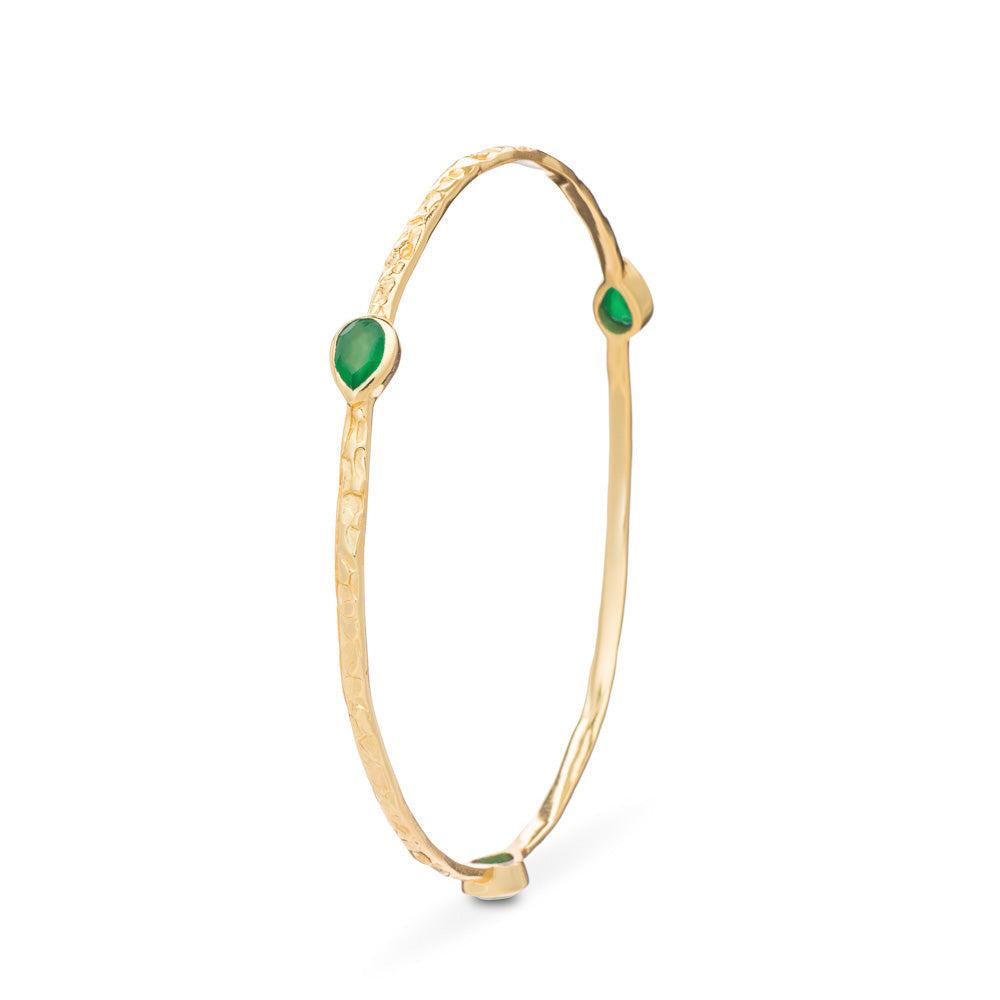 Simi Three Stone Stacking Bangle Green Onyx