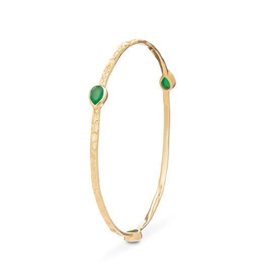 Simi Three Stone Stacking Bangle Green Onyx