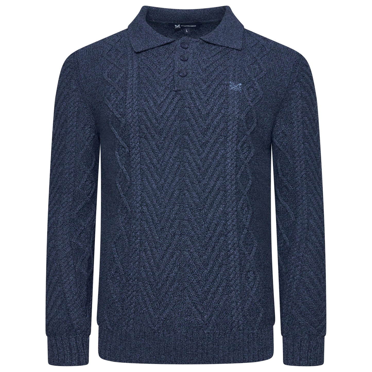 Crew Clothing Company Cable Knit Button Neck Jumper