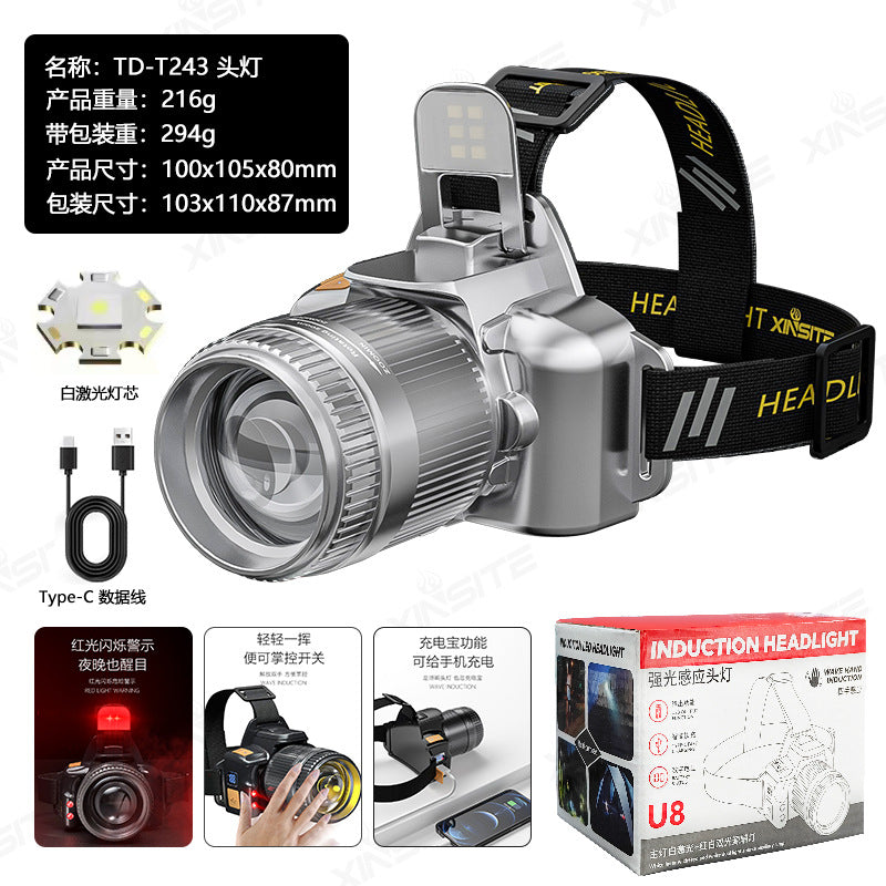 Cross-Border Hot-Selling Product: Strong Light, Long-Range, Rechargeable, Waterproof, Long-Lasting Head-Mounted Outdoor Night Fishing Light, Ultra-Long Headlamp