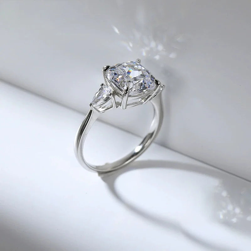 Wholesale 925 Sterling Silver Ring with 3.5 Carat 5A Zircon in 9x9mm Pillow Cut for Women