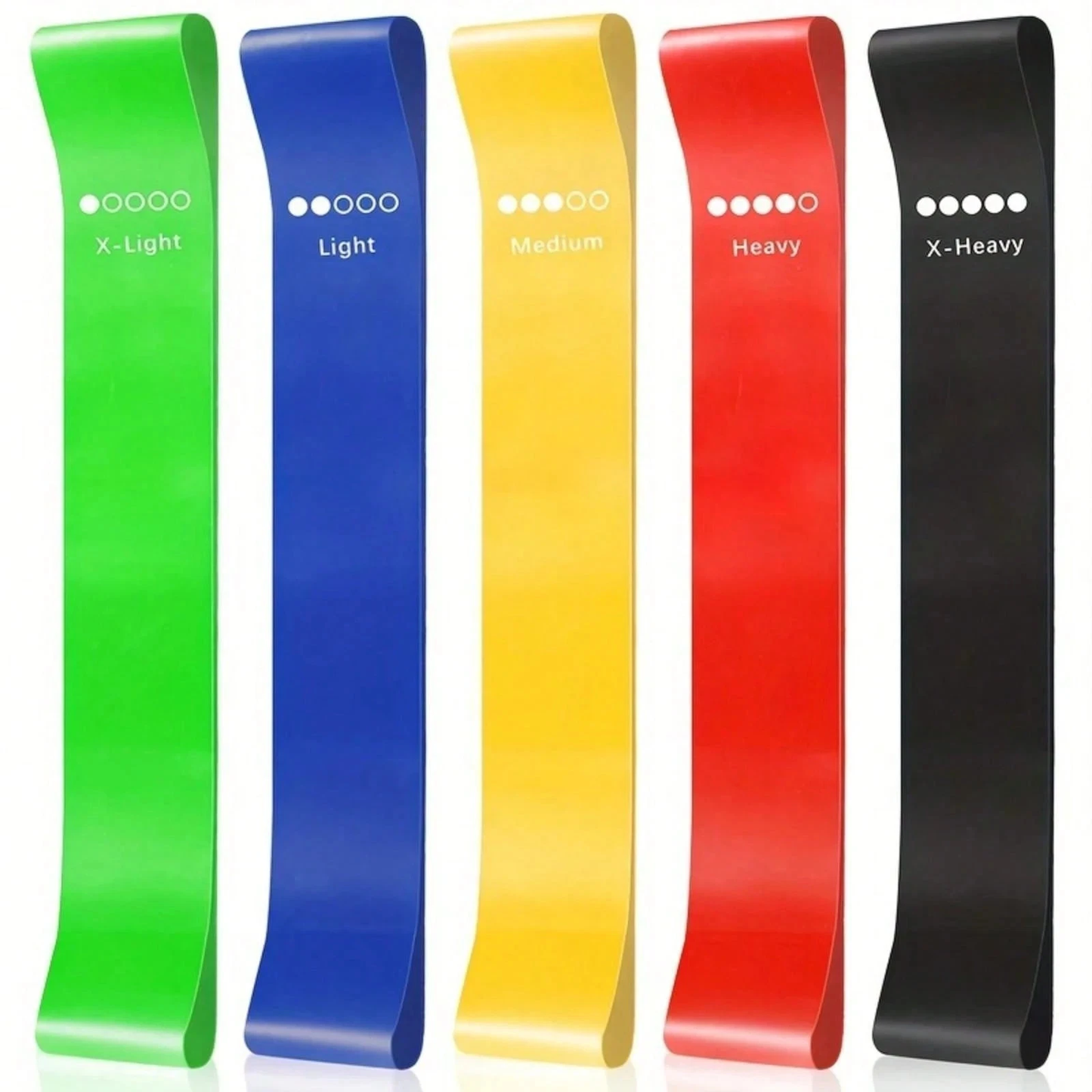 Set of 5 Resistance Exercise Loop Bands Fitness Yoga Resistance Band TPE Colorful