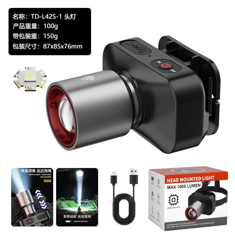 Cross-Border Hot-Selling Product: Strong Light, Long-Range, Rechargeable, Waterproof, Long-Lasting Head-Mounted Outdoor Night Fishing Light, Ultra-Long Headlamp
