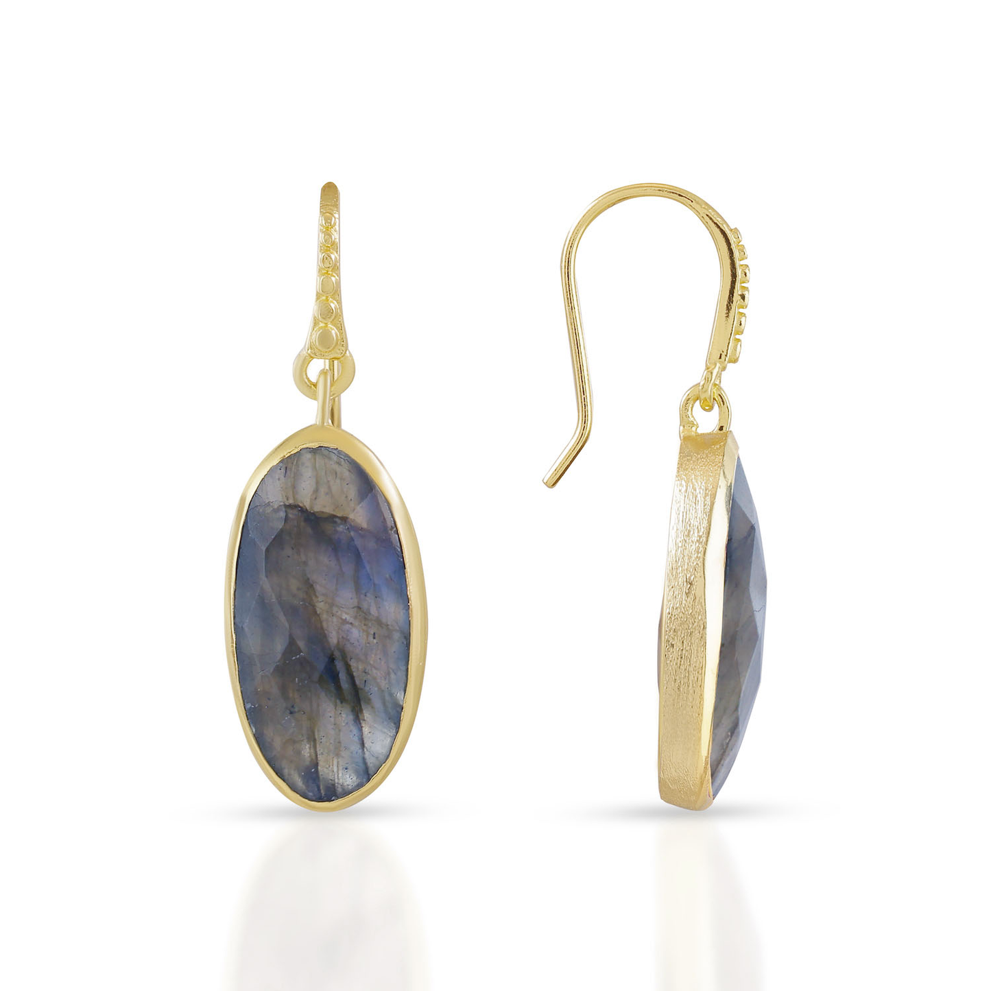 Charis Oval Gemstone Earrings Labradorite