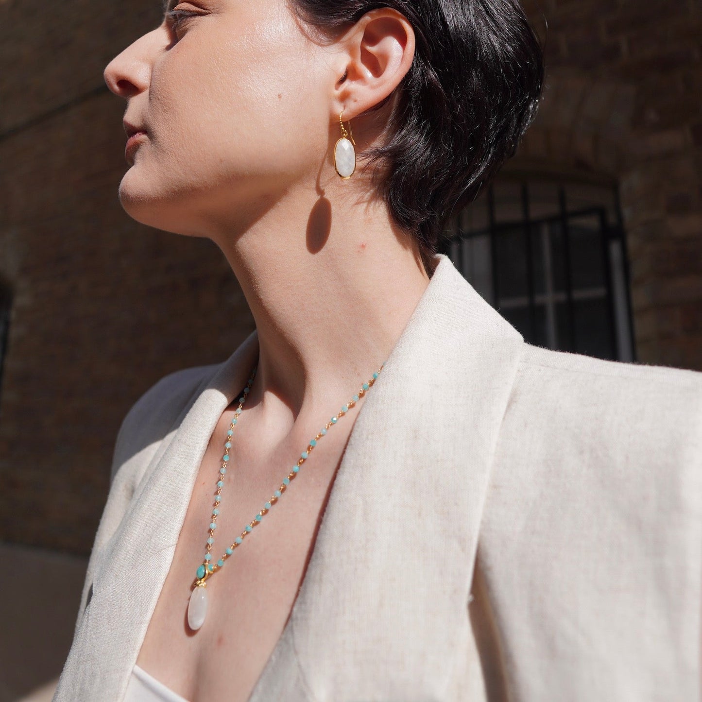 Charis Oval Gemstone Earrings Moonstone