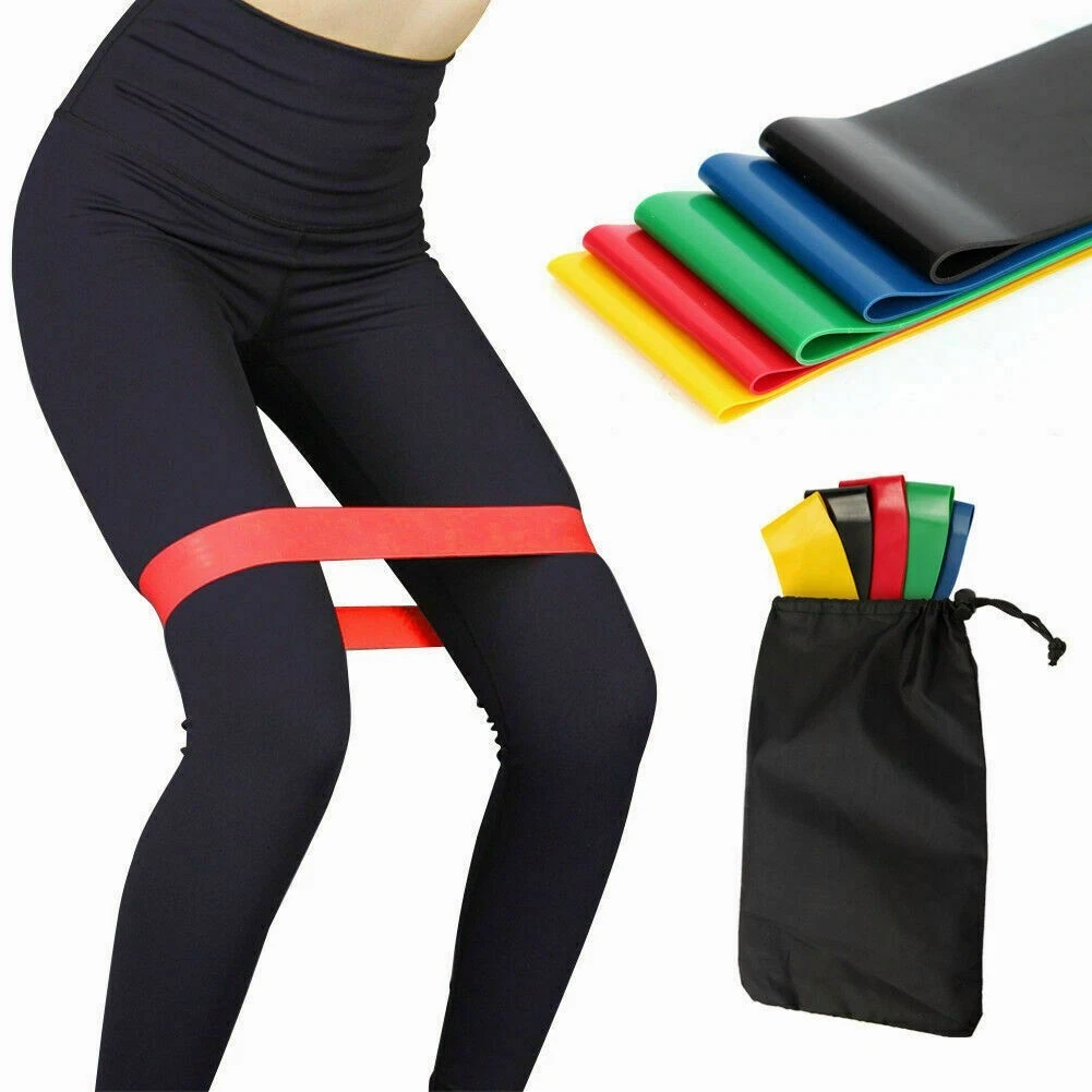Set of 5 Resistance Exercise Loop Bands Fitness Yoga Resistance Band TPE Colorful
