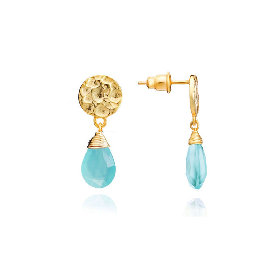 Classic Athena Drop Earrings: Aqua Pariba Onyx