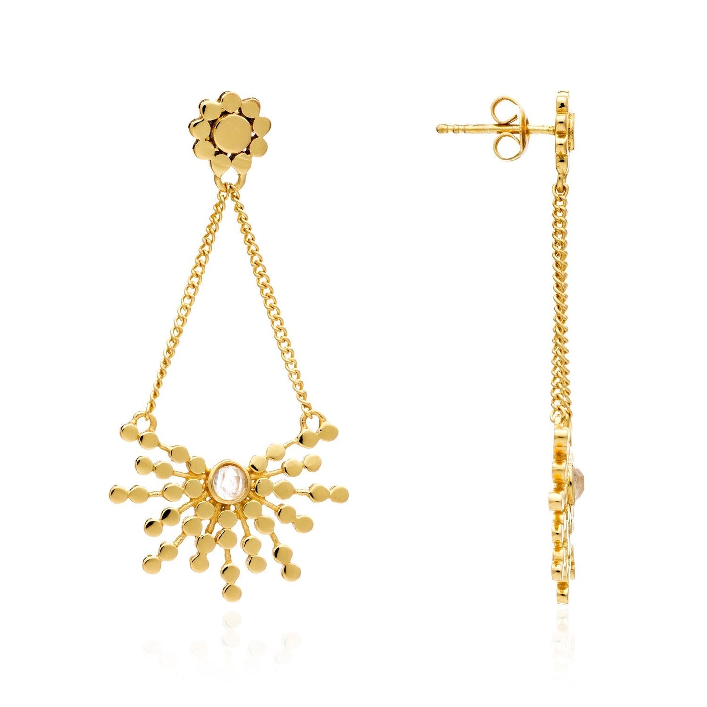 Etrusca Radiating Bead Stud Earrings: Rose Quartz