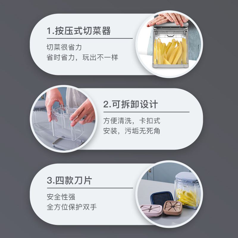 Multi-Function Vegetable Chopper, Home Press-Type Slicer, Shredder, Dicer, Food-Grade ABS Kitchen Prep Tool