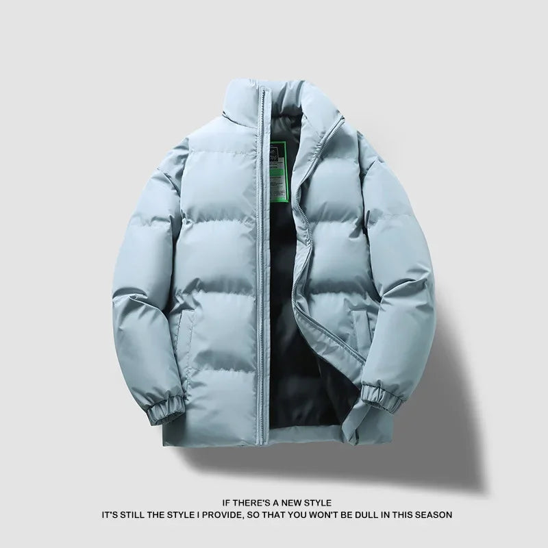 New winter thickened sports coat men's fashion trend stand collar long sleeve cotton-padded jacket warm and comfortable leisure cotton-padded jacket