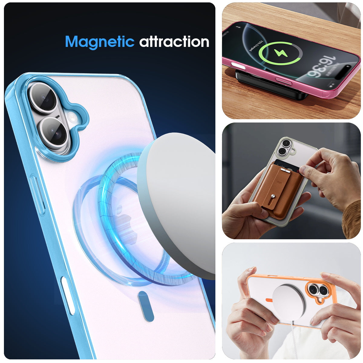 iPhone 16 Crystal Clear Magnetic Slim-Fit Protective Case with MagSafe for Wireless Charging