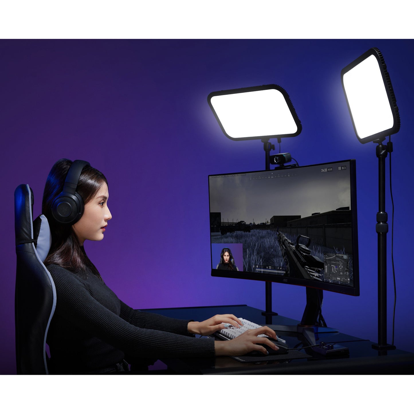 ES45 Slim Bi-Colour LED Light Panel for E-Sports and Live Streaming