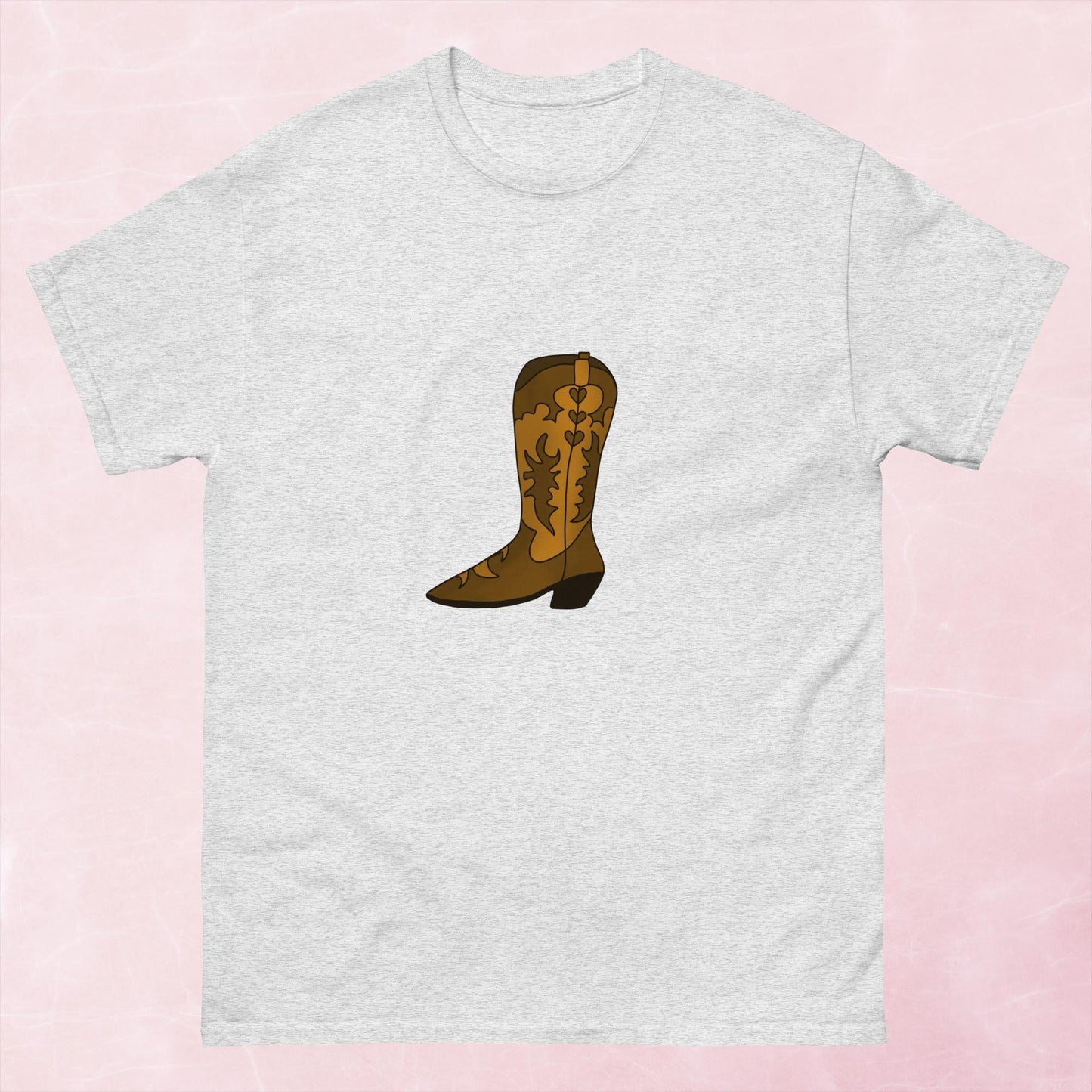 Cool brown western hand illustrated cowboy boot unisex graphic t-shirt