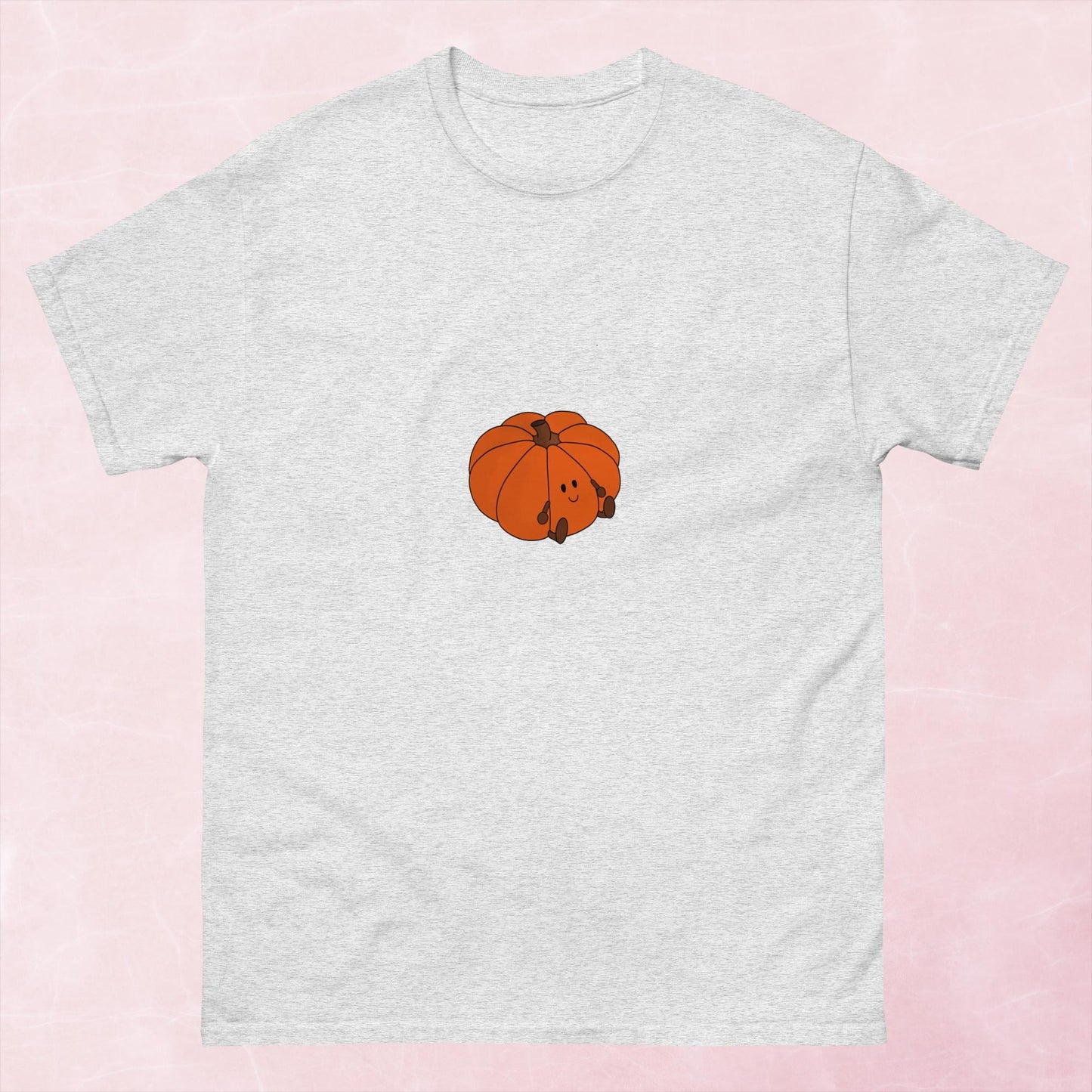 Cool hand illustrated cute happy orange pumpkin graphic unisex t-shirt
