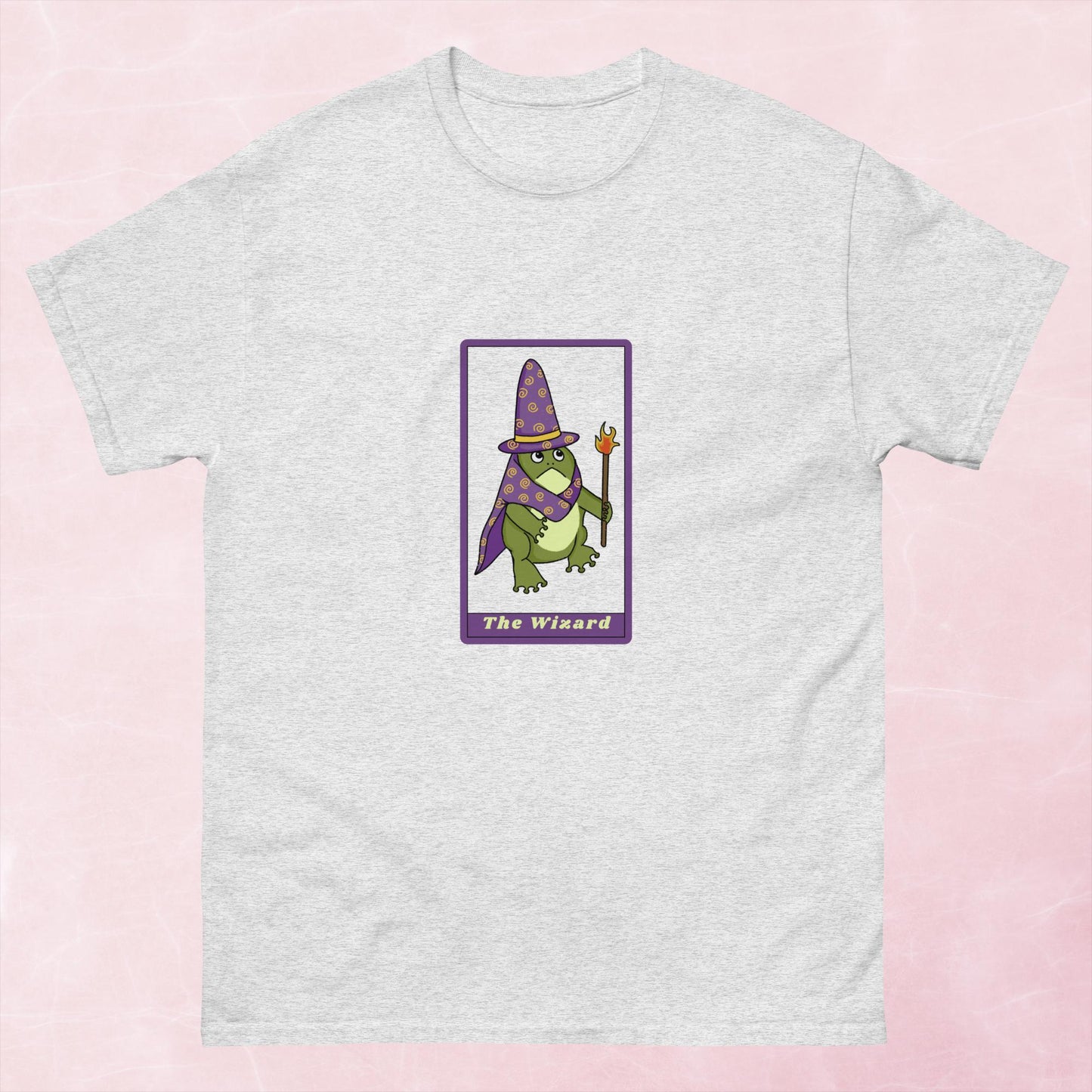 Cool quirky hand illustrated fantasy frog wizard tarot card unisex graphic t-shirt