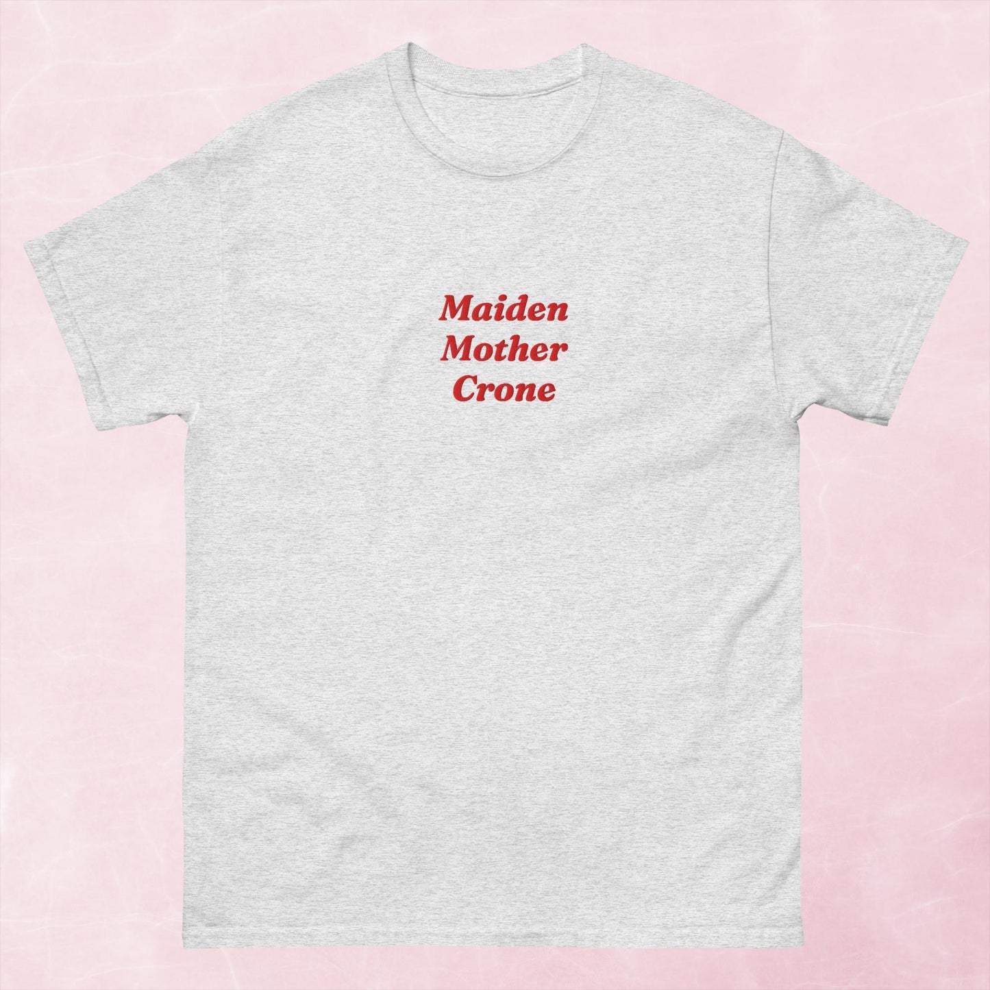 Maiden, Mother Crone fantasy book inspired unisex embroidered t-shirt