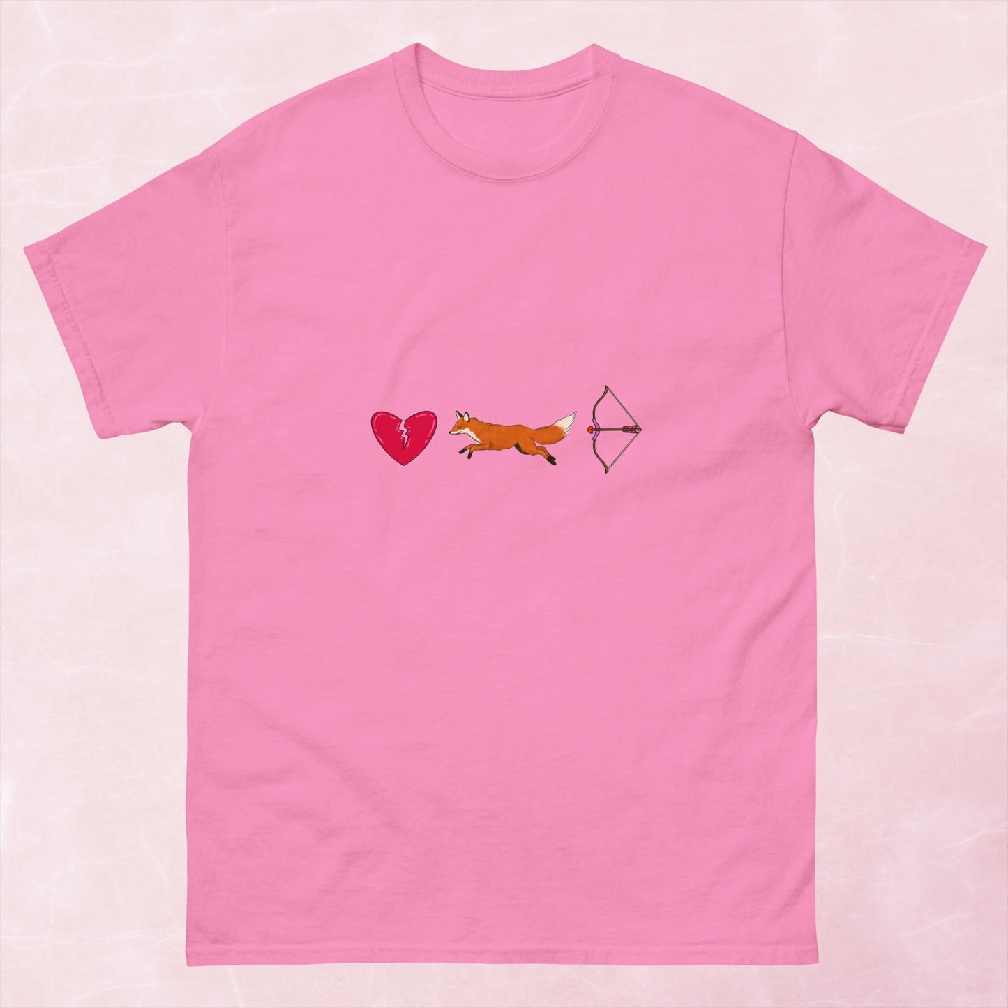 Cool hand illustrated romance themed bookish heart broken with fox and archer bow unisex tshirt