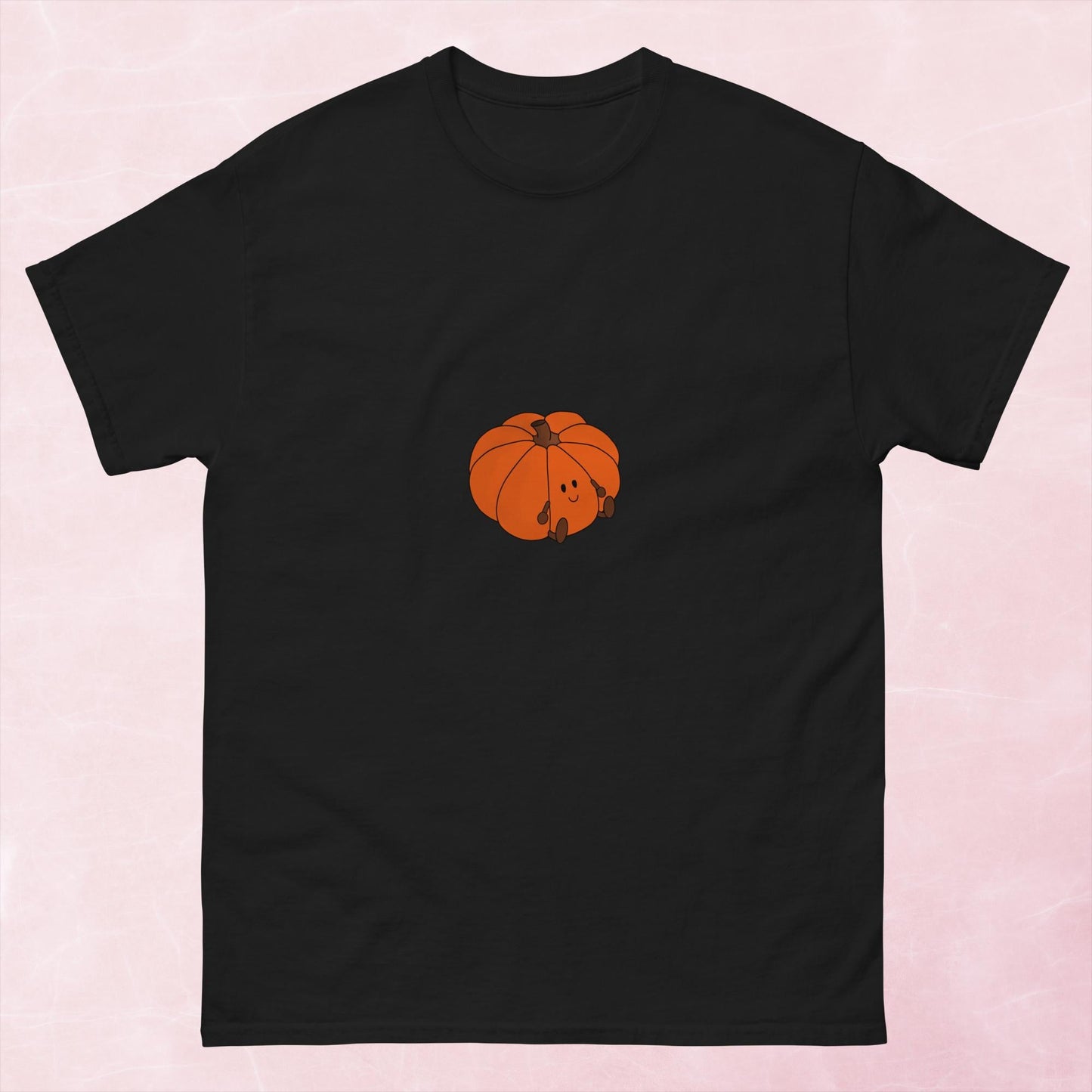 Cool hand illustrated cute happy orange pumpkin graphic unisex t-shirt