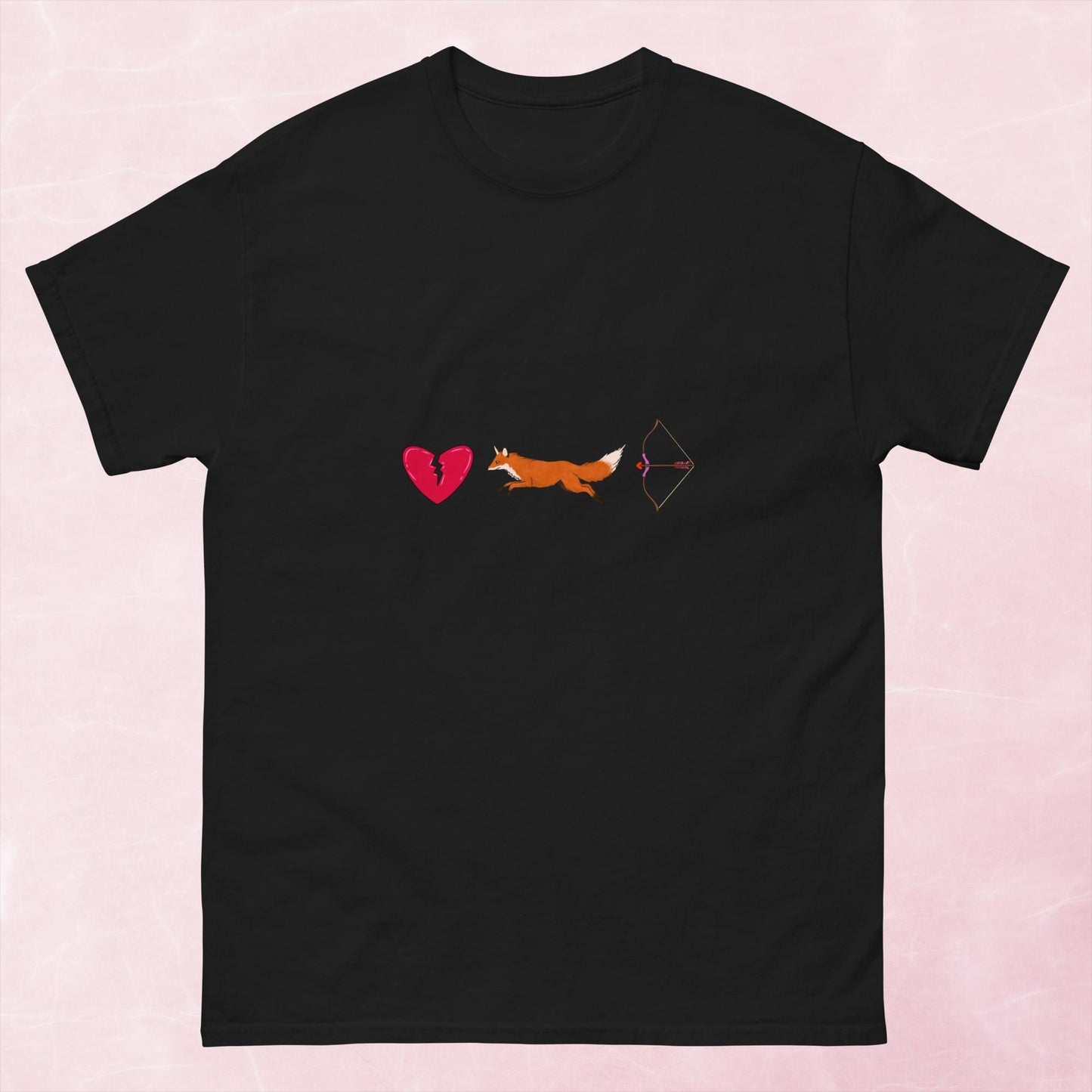 Cool hand illustrated romance themed bookish heart broken with fox and archer bow unisex tshirt