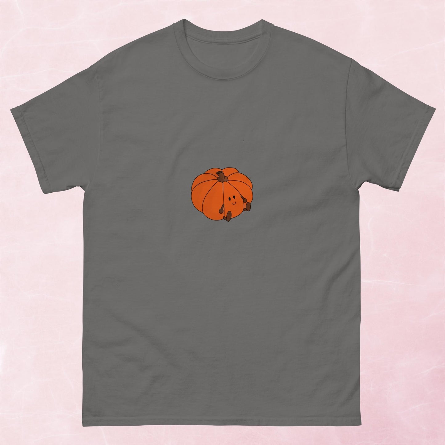 Cool hand illustrated cute happy orange pumpkin graphic unisex t-shirt