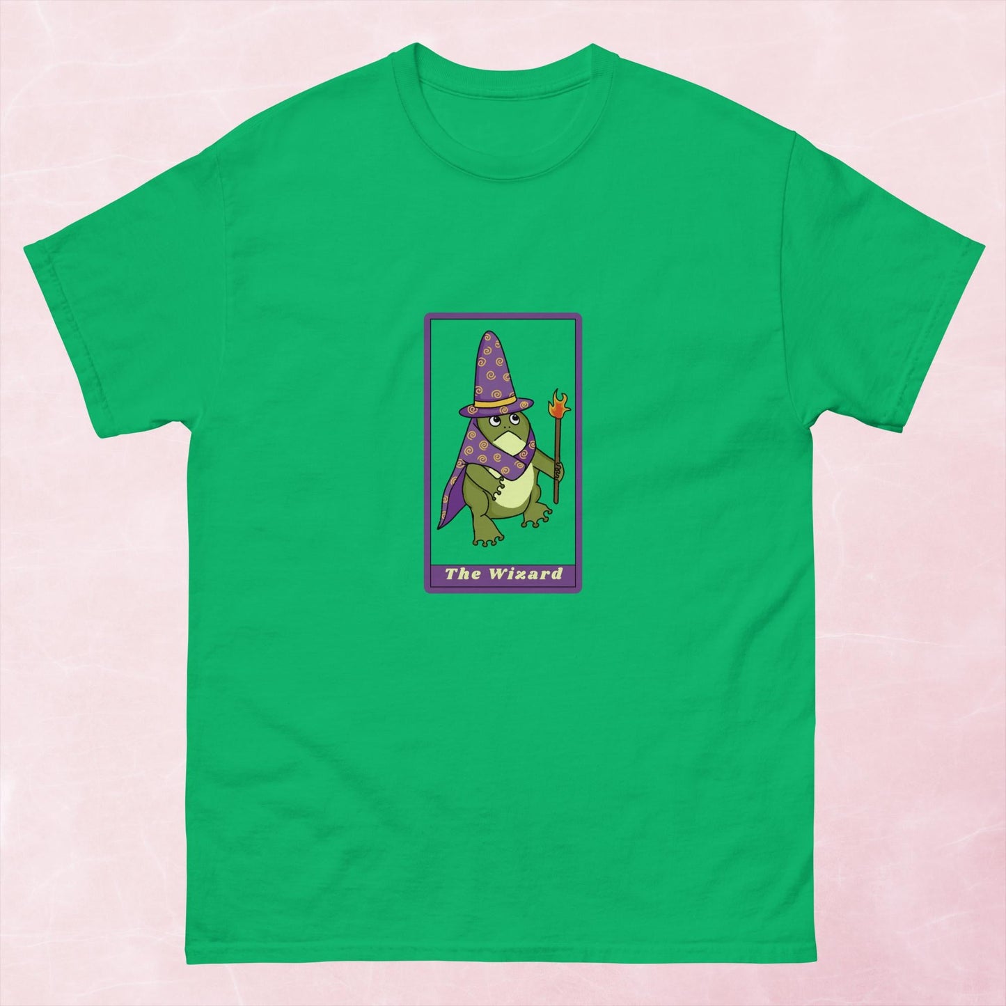 Cool quirky hand illustrated fantasy frog wizard tarot card unisex graphic t-shirt