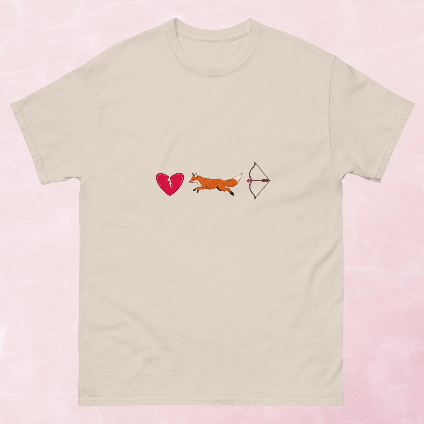 Cool hand illustrated romance themed bookish heart broken with fox and archer bow unisex tshirt