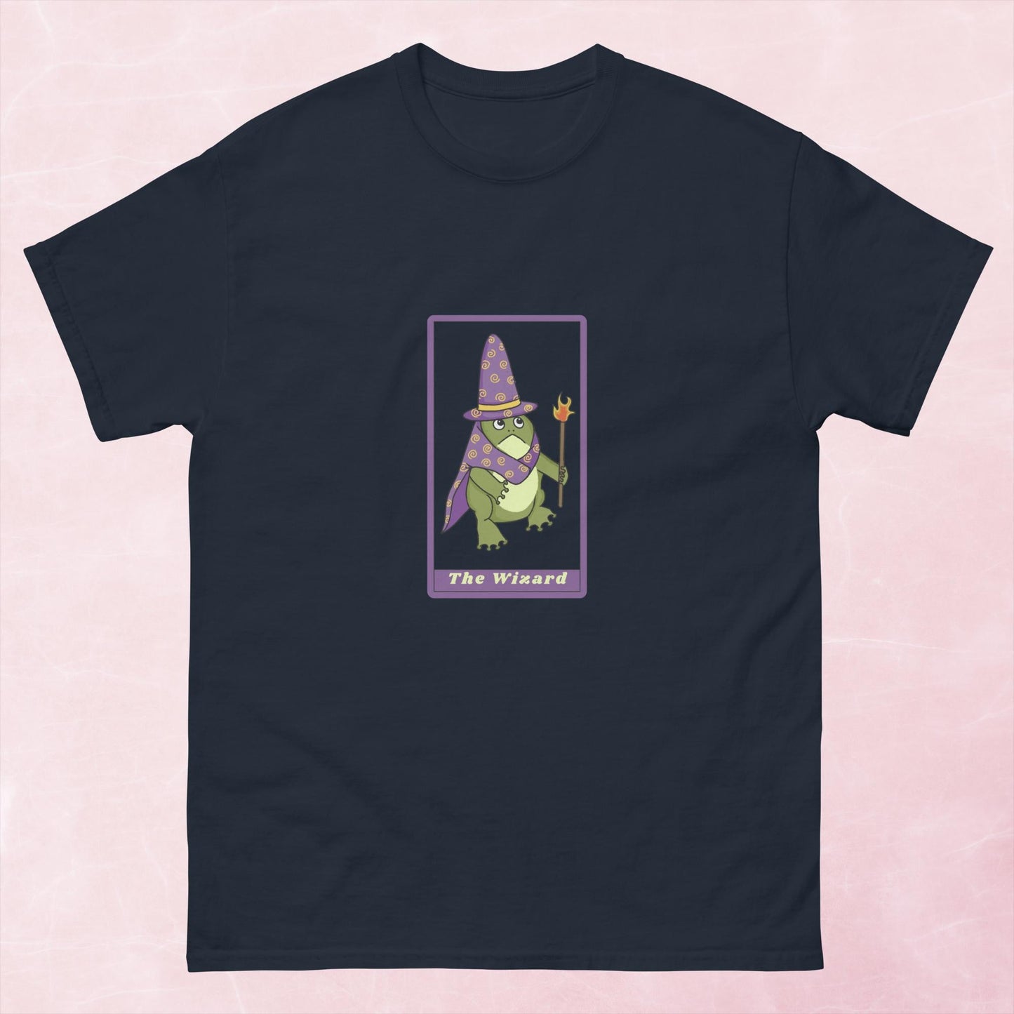 Cool quirky hand illustrated fantasy frog wizard tarot card unisex graphic t-shirt