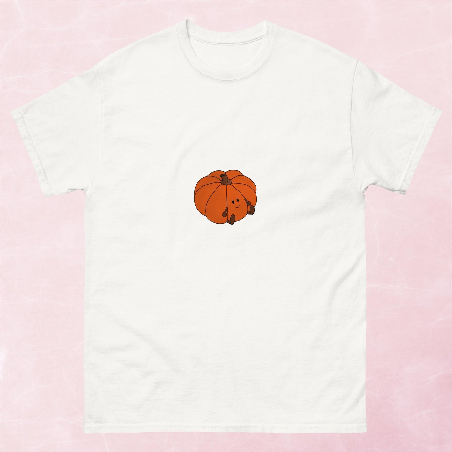 Cool hand illustrated cute happy orange pumpkin graphic unisex t-shirt