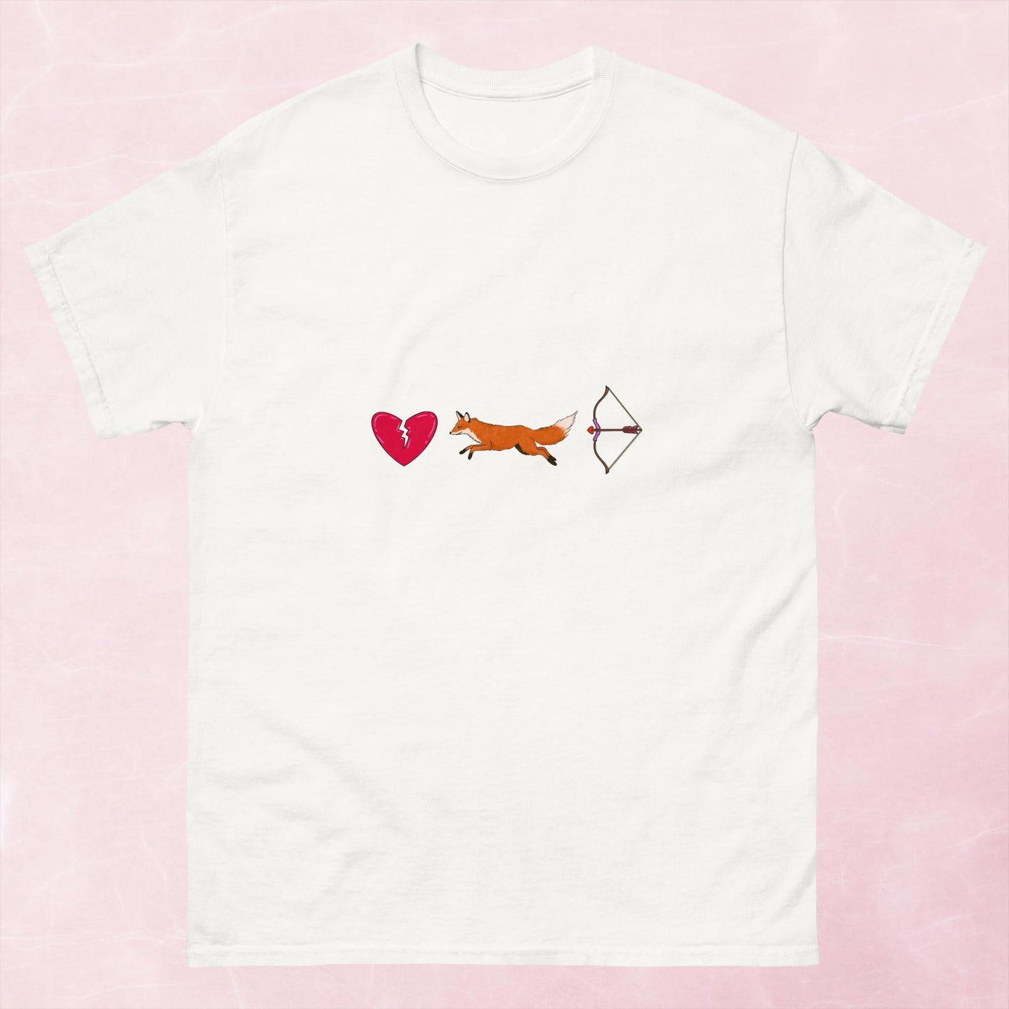 Cool hand illustrated romance themed bookish heart broken with fox and archer bow unisex tshirt