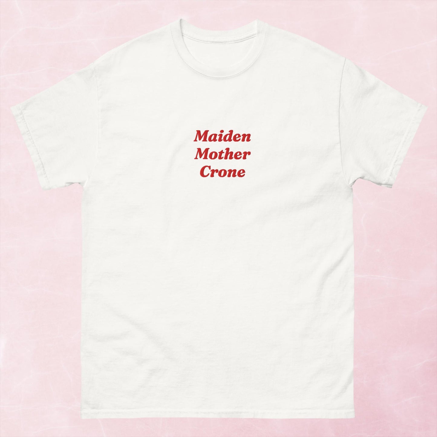Maiden, Mother Crone fantasy book inspired unisex embroidered t-shirt