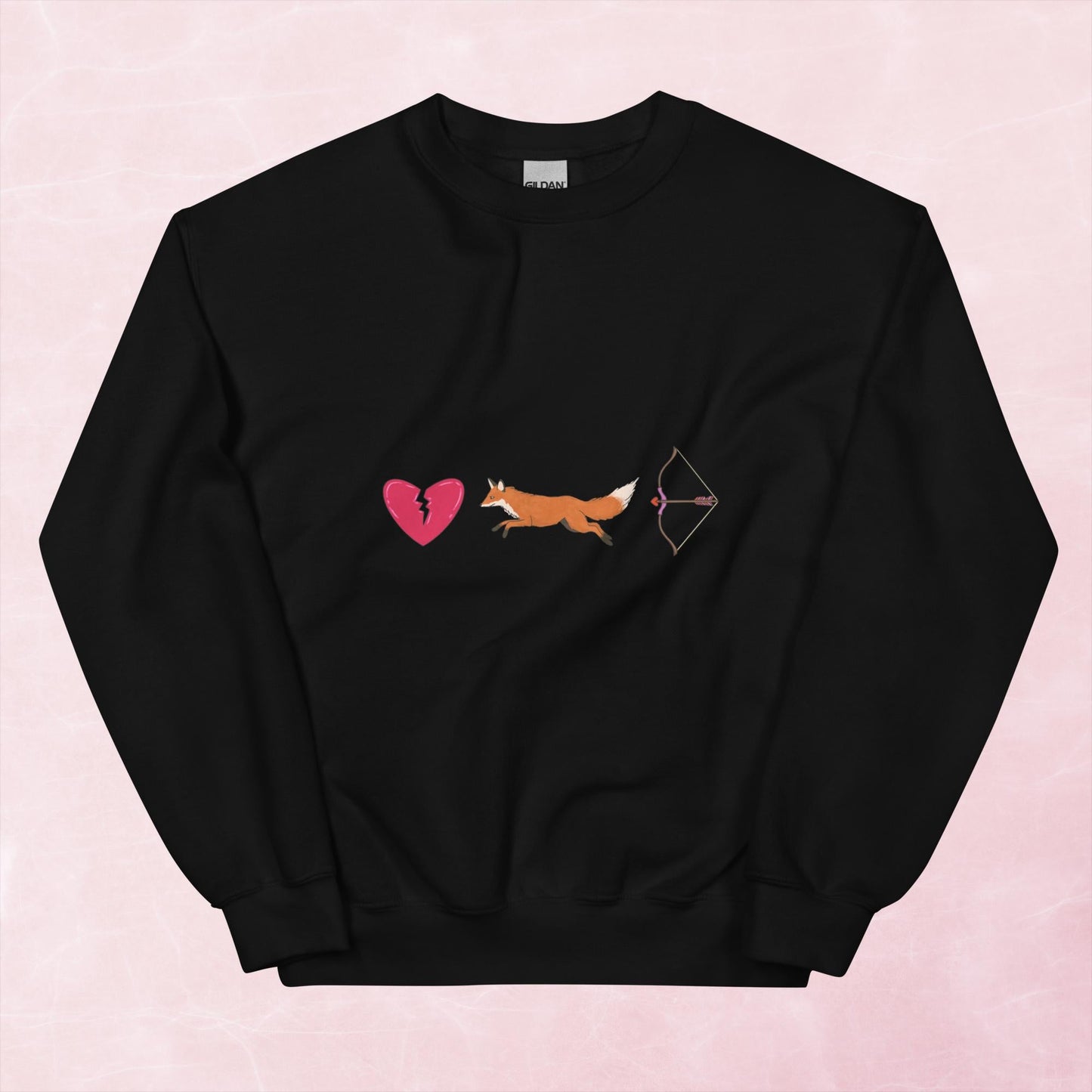 Cool hand illustrated romance archer bow and fox fantasy book themed unisex sweatshirt