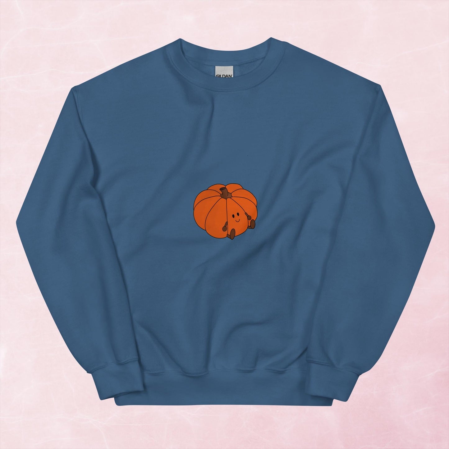 Cool hand illustrated cute happy orange pumpkin graphic unisex sweatshirt