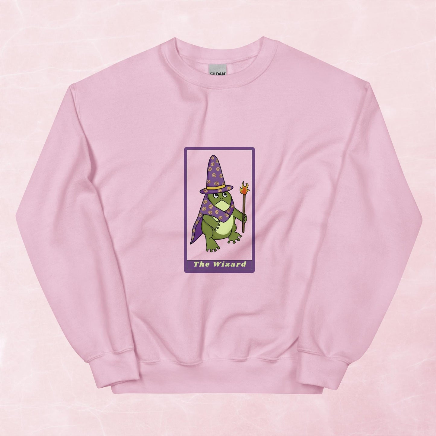 Cool quirky hand illustrated fantasy frog wizard tarot card unisex graphic sweatshirt