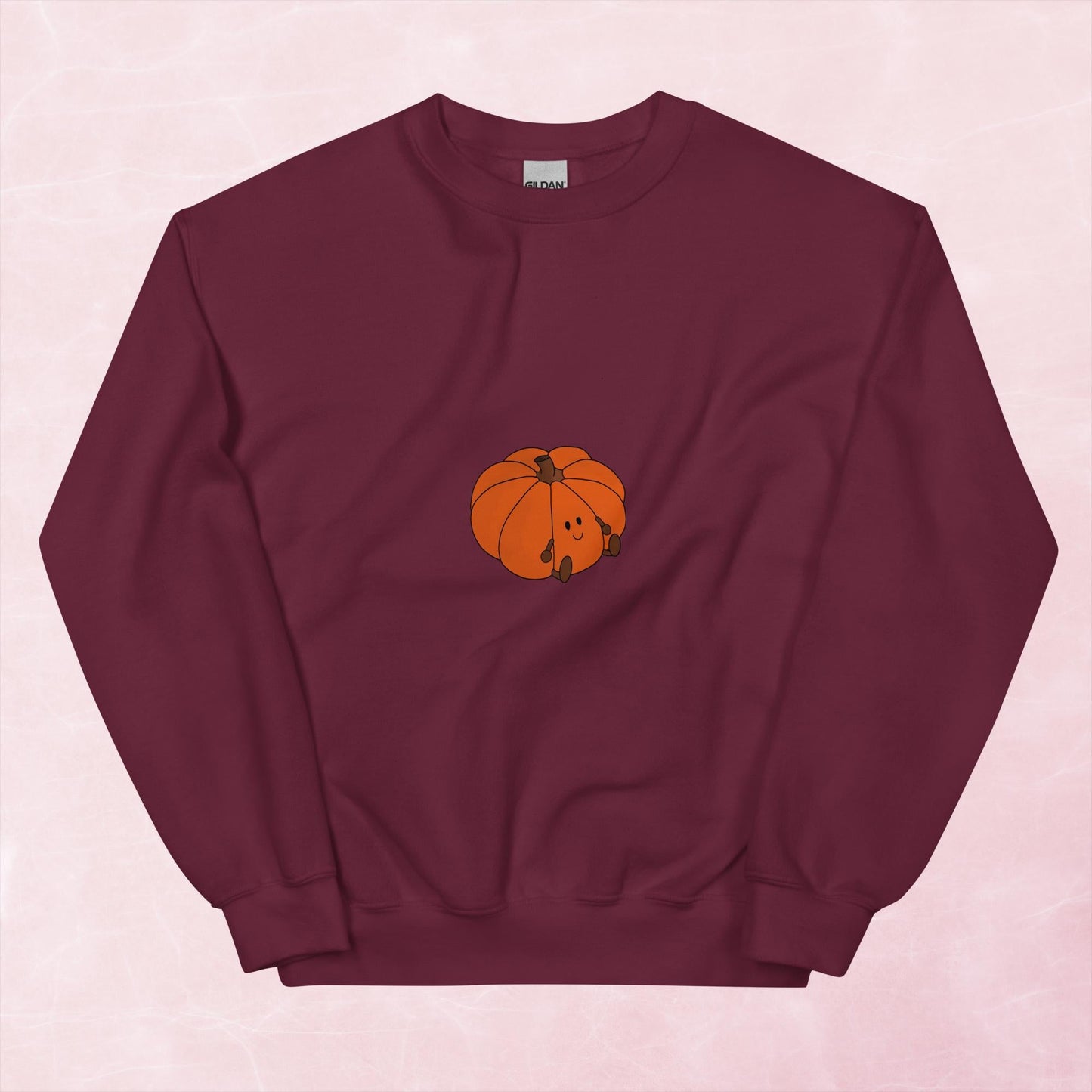Cool hand illustrated cute happy orange pumpkin graphic unisex sweatshirt