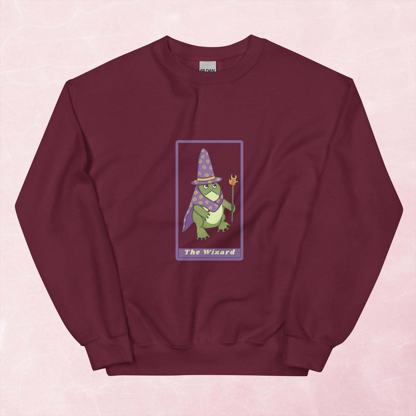 Cool quirky hand illustrated fantasy frog wizard tarot card unisex graphic sweatshirt