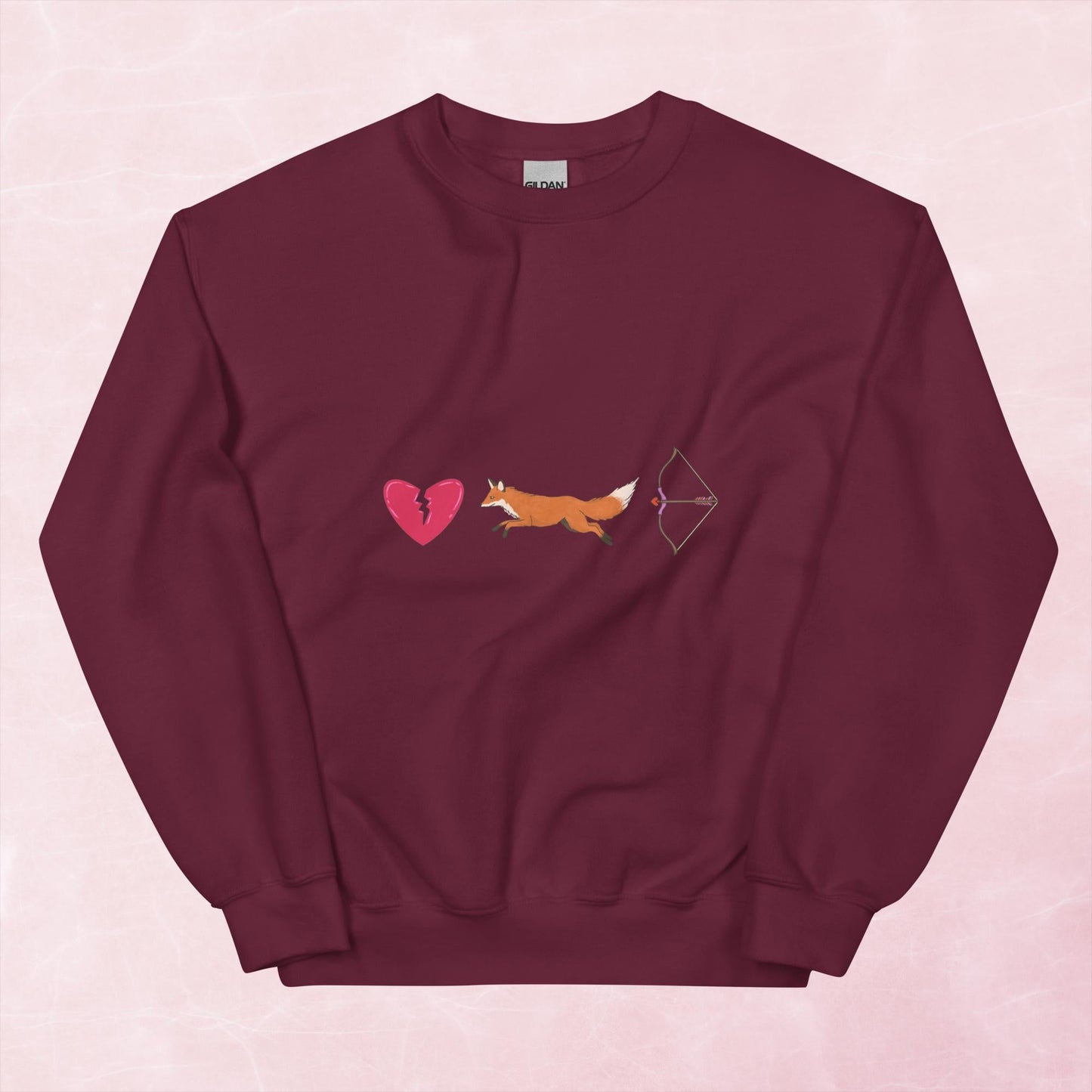 Cool hand illustrated romance archer bow and fox fantasy book themed unisex sweatshirt