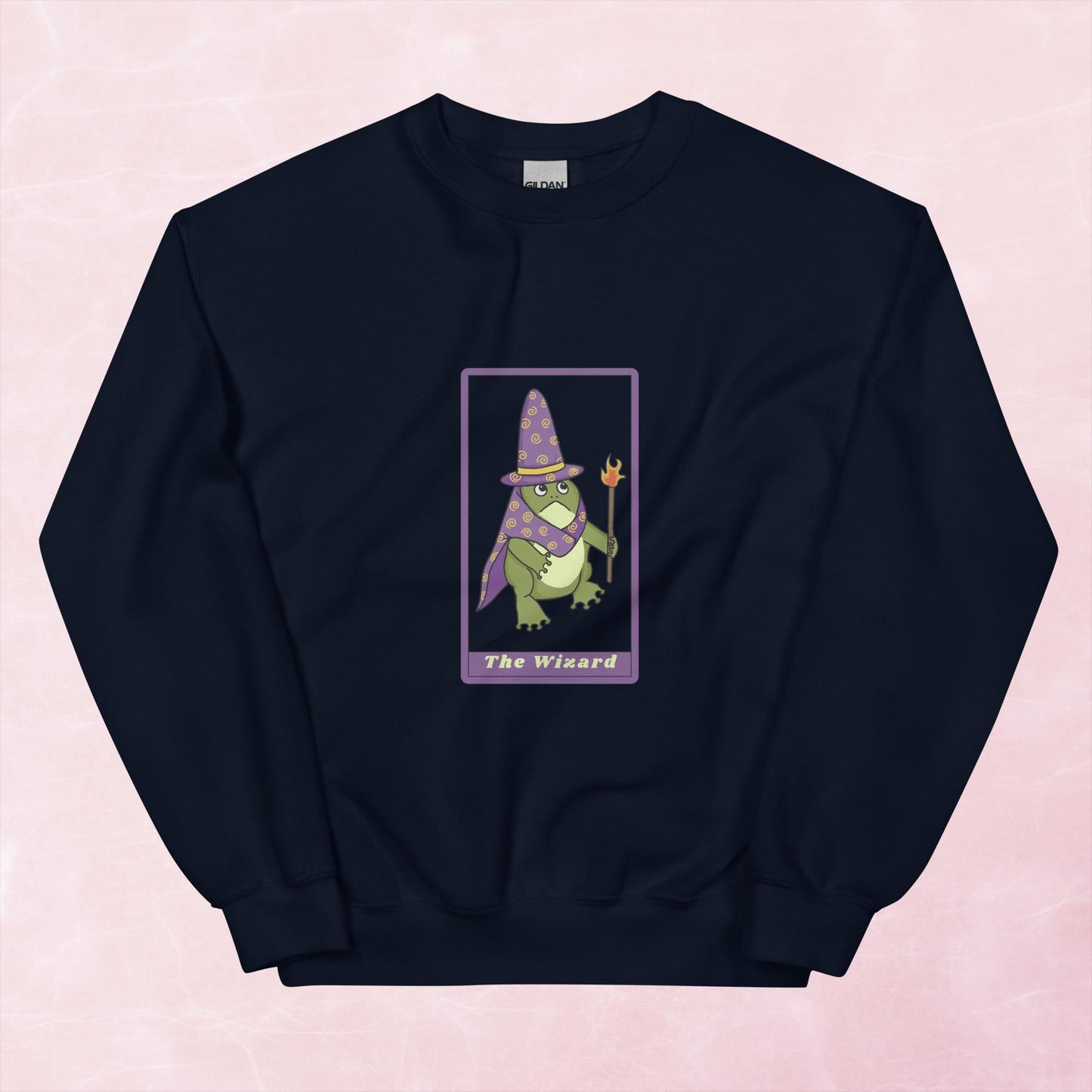 Cool quirky hand illustrated fantasy frog wizard tarot card unisex graphic sweatshirt